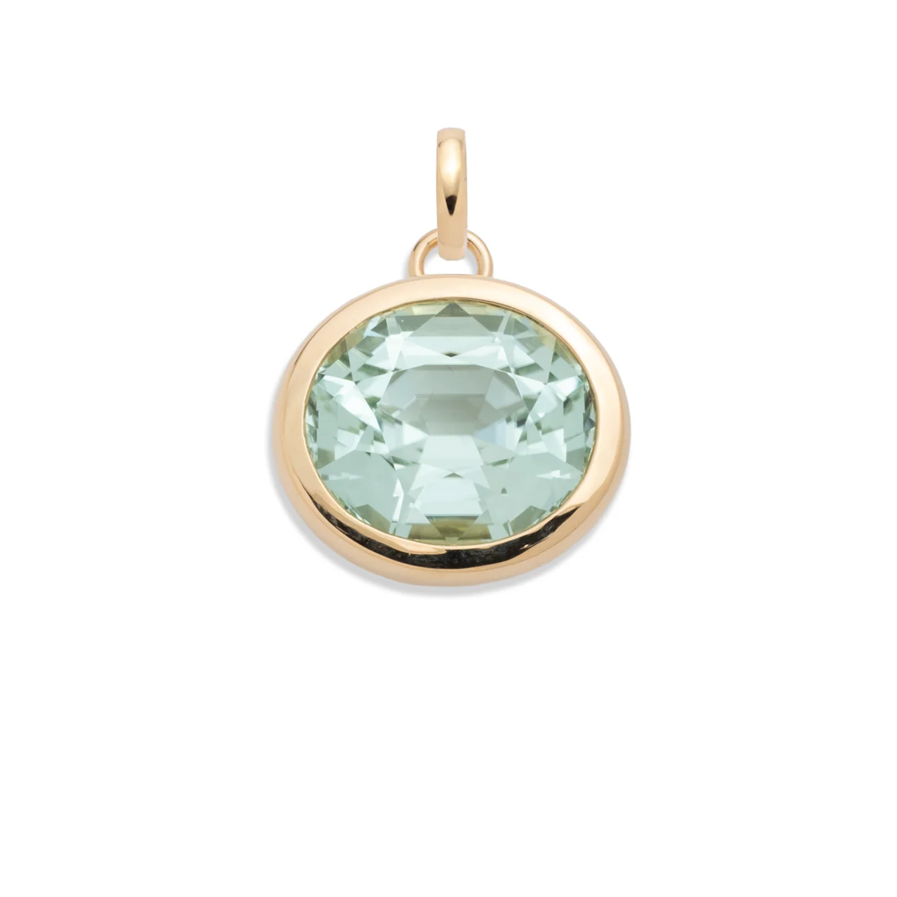 One of a Kind | Oval Cut Seafoam Tourmaline Gemstone Cache Link Pendant 17.41ct | Seafoam Tourmaline, Yellow Gold