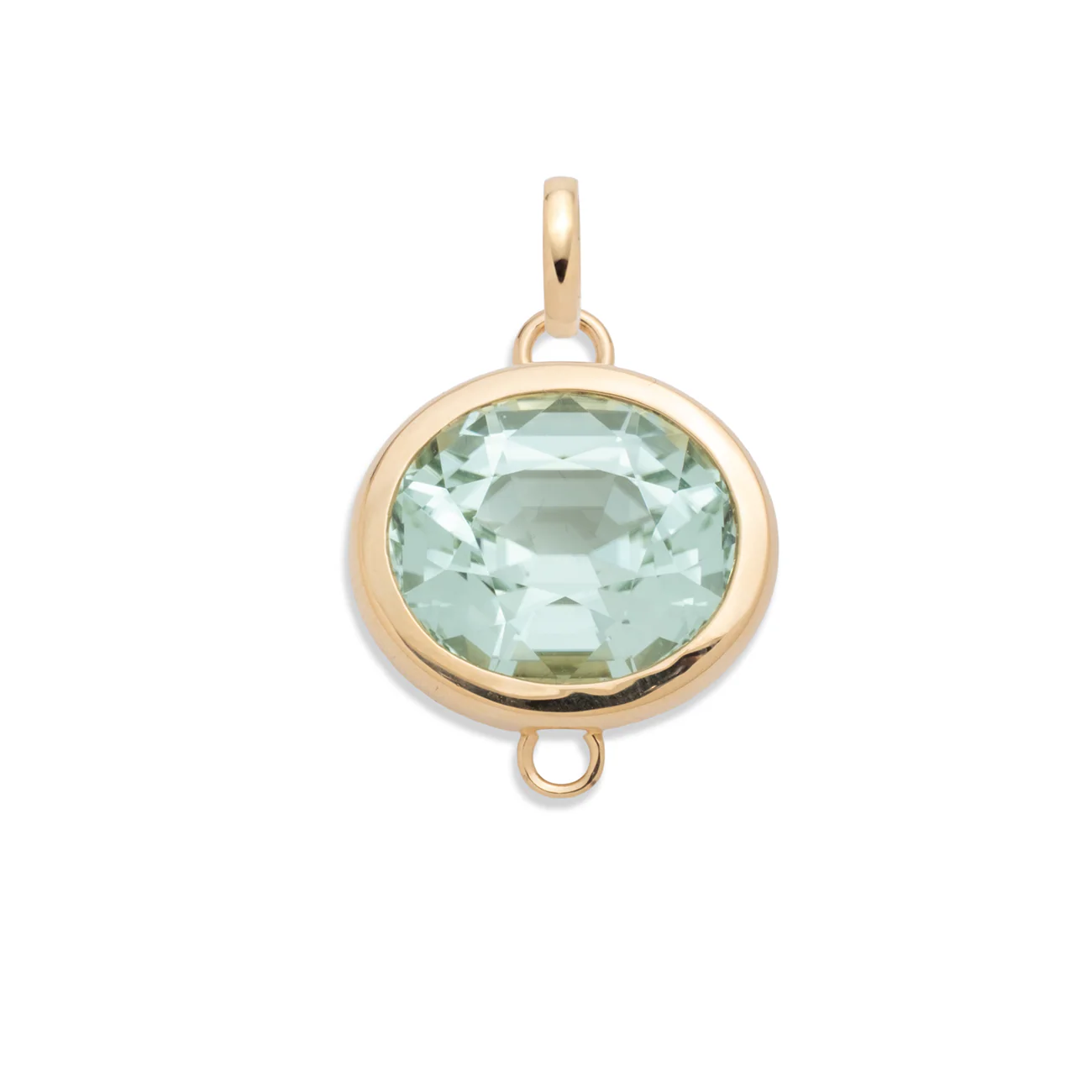 One of a Kind | Oval Cut Seafoam Tourmaline Gemstone Cache Link Pendant 17.41ct | Seafoam Tourmaline, Yellow Gold - Image 4
