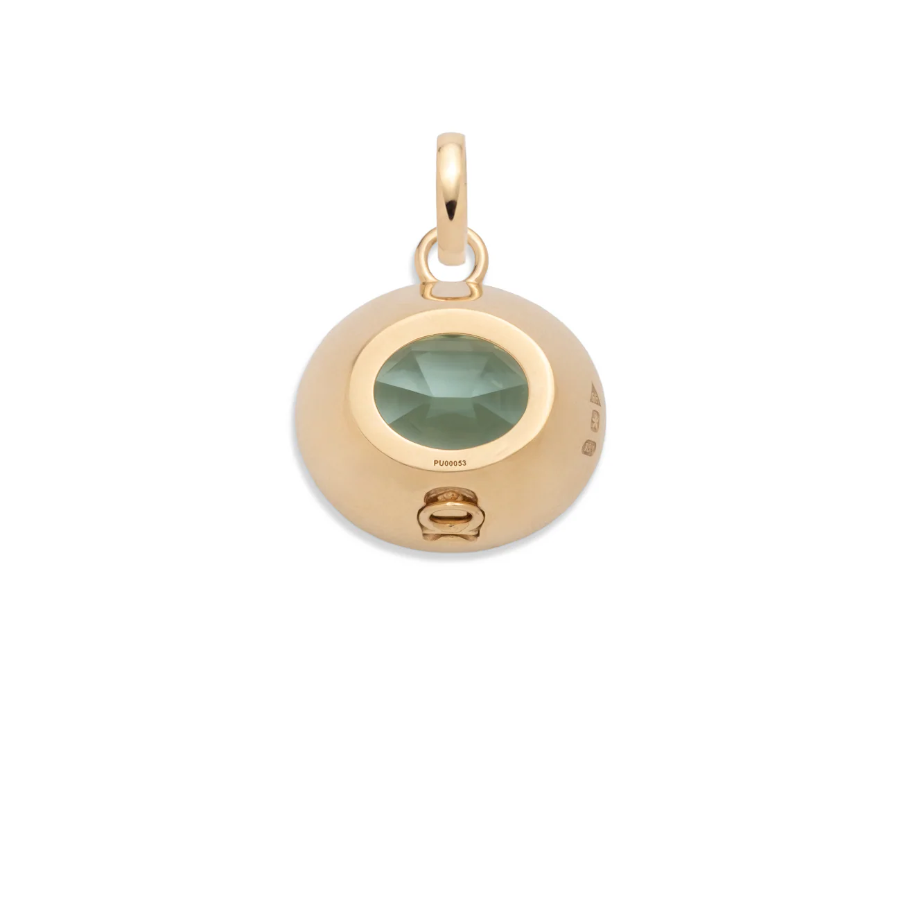 One of a Kind | Oval Cut Seafoam Tourmaline Gemstone Cache Link Pendant 17.41ct | Seafoam Tourmaline, Yellow Gold - Image 5