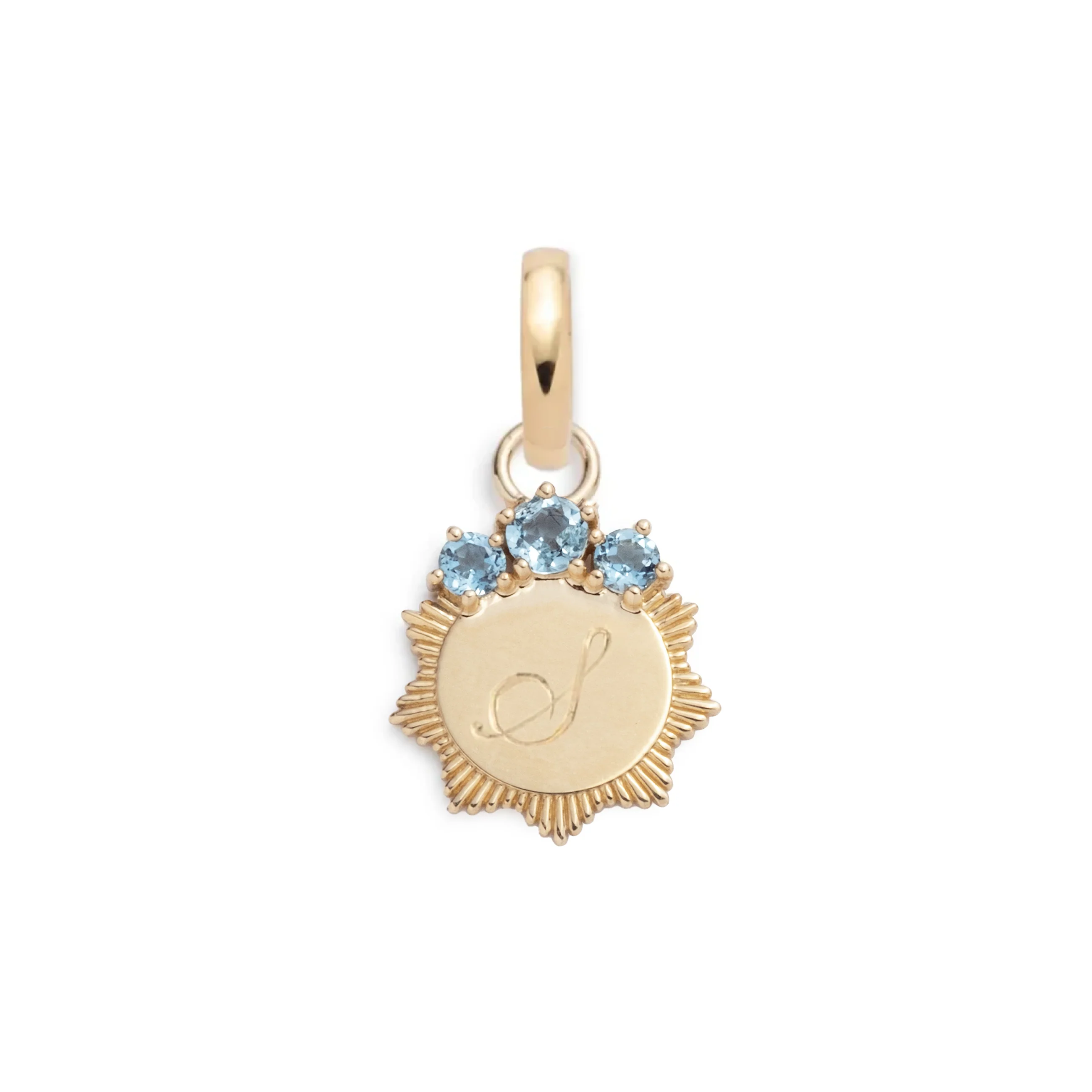 Personalized - Foundation | Engravable Miniature Medallion | Aquamarine, Yellow Gold