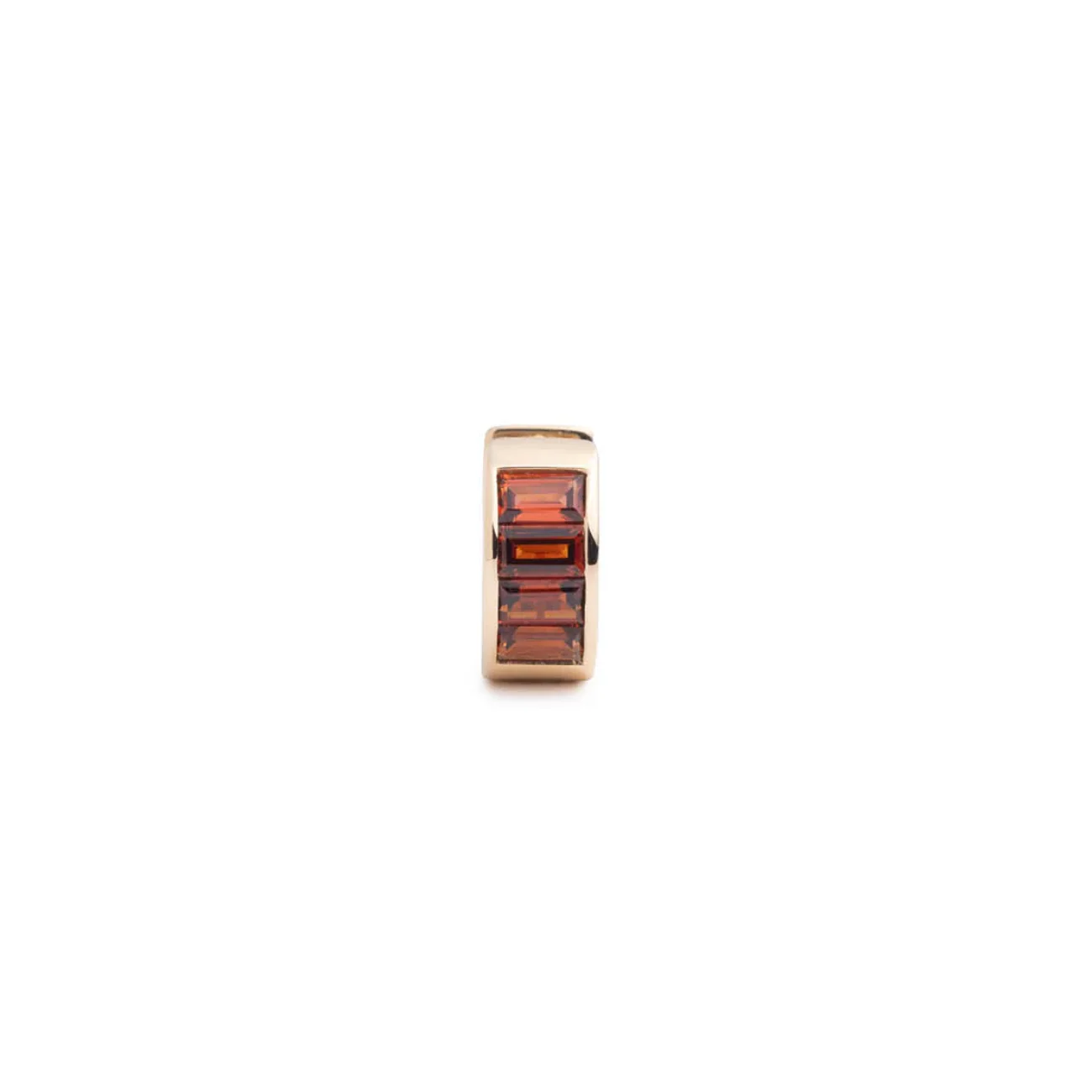 True Love | Baguette Huggie Earring | Garnet, Yellow Gold