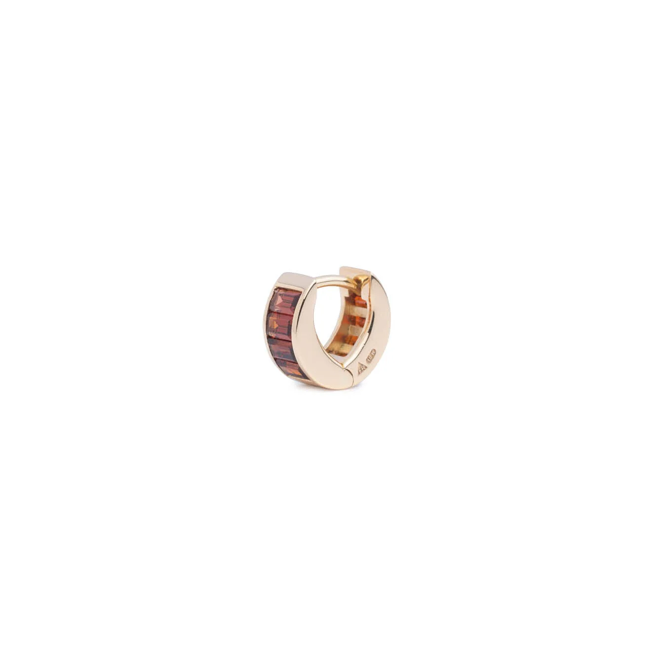 True Love | Baguette Huggie Earring | Garnet, Yellow Gold - Image 2