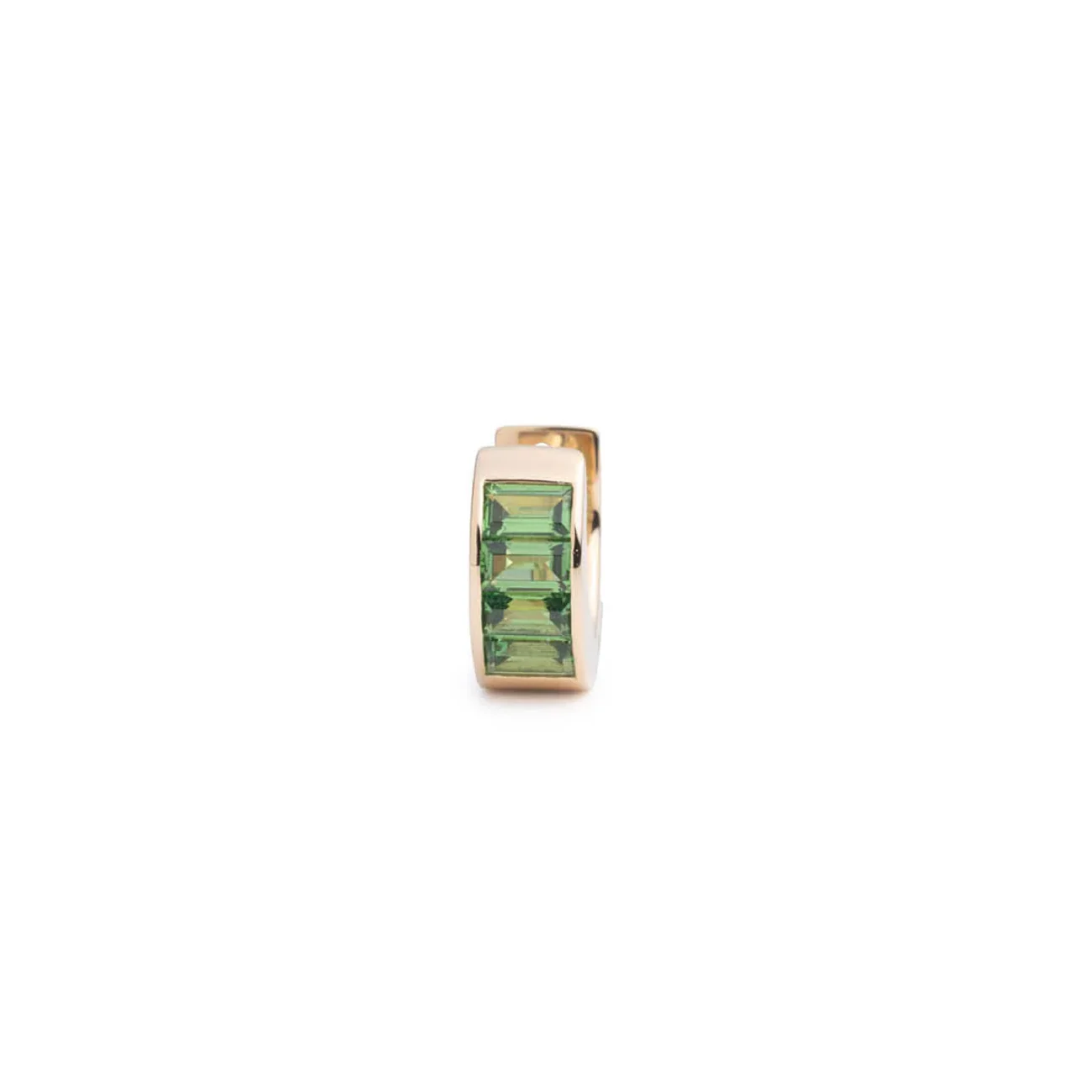 True Love | Baguette Huggie Earring | Tsavorite, Yellow Gold