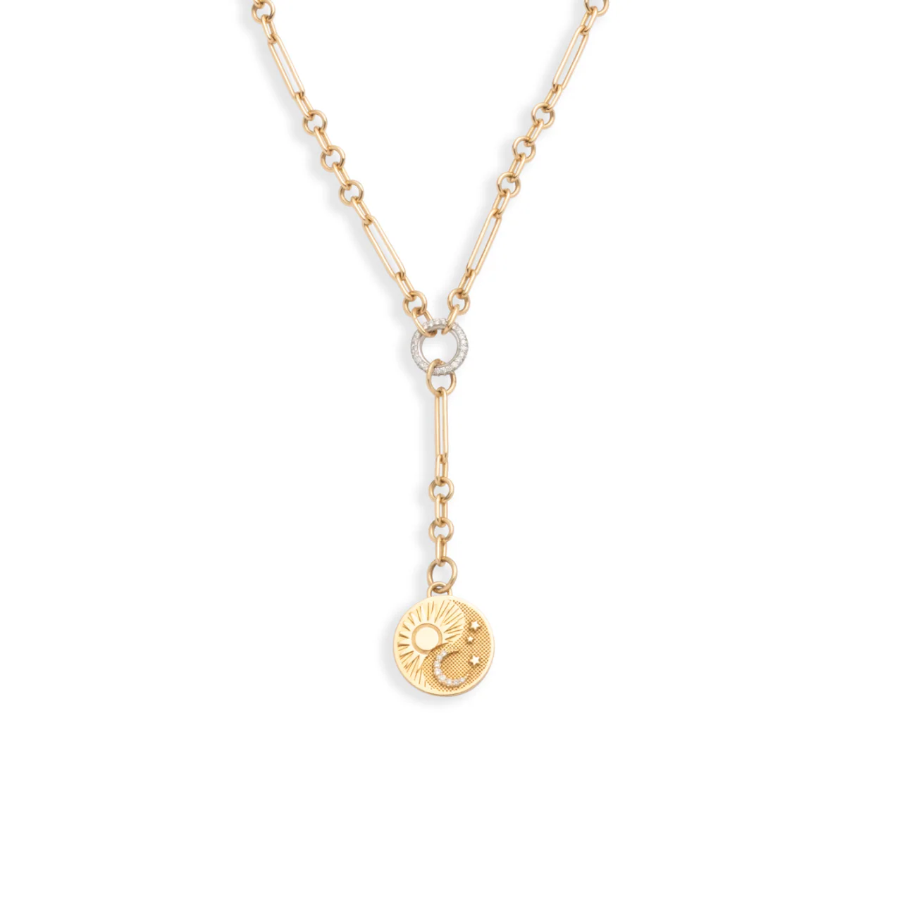 Foundation | Balance Fine Mixed Clip Extension Necklace | Diamonds, Yellow Gold - Image 3