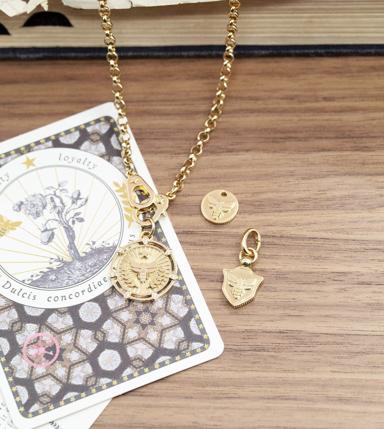 FoundRae x Every Mother Counts | Bee Miniature Crest Pendant | Yellow Gold - Image 2