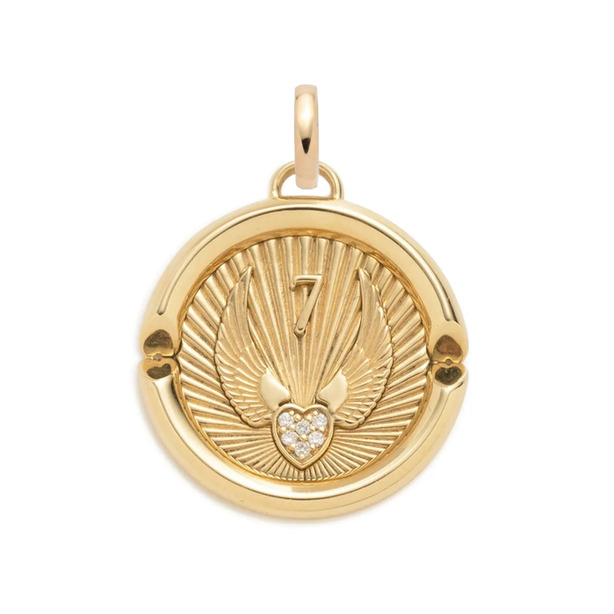 Vivacity | 'Beloved with Wings We Fly' Large Specialty Medallion | Diamonds, Yellow Gold - Image 3