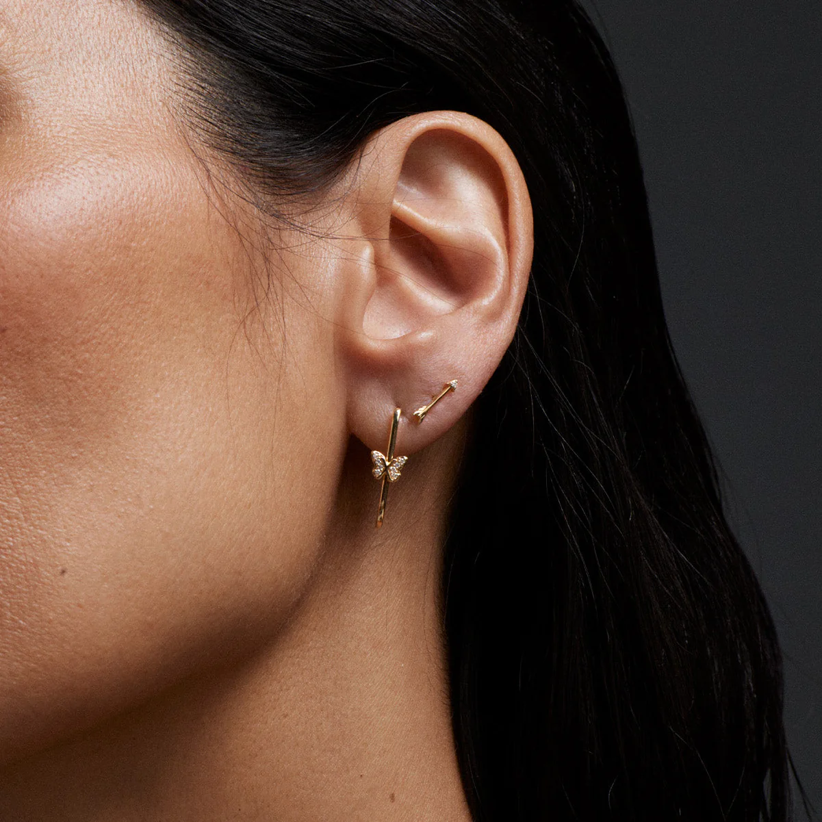 Reverie | Pavé Butterfly Fob Earring | Diamonds, Yellow Gold - Image 3