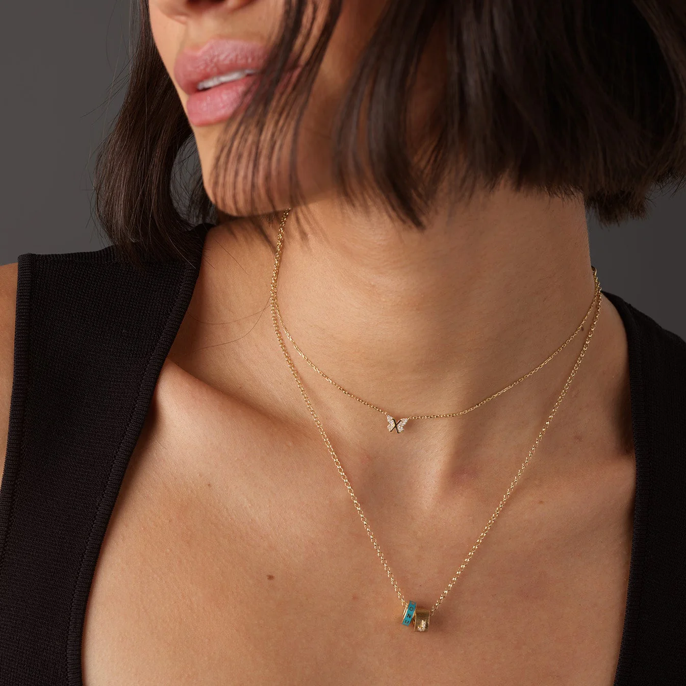 Reverie | Butterfly Miniature Necklace | Diamonds, Yellow Gold - Image 3
