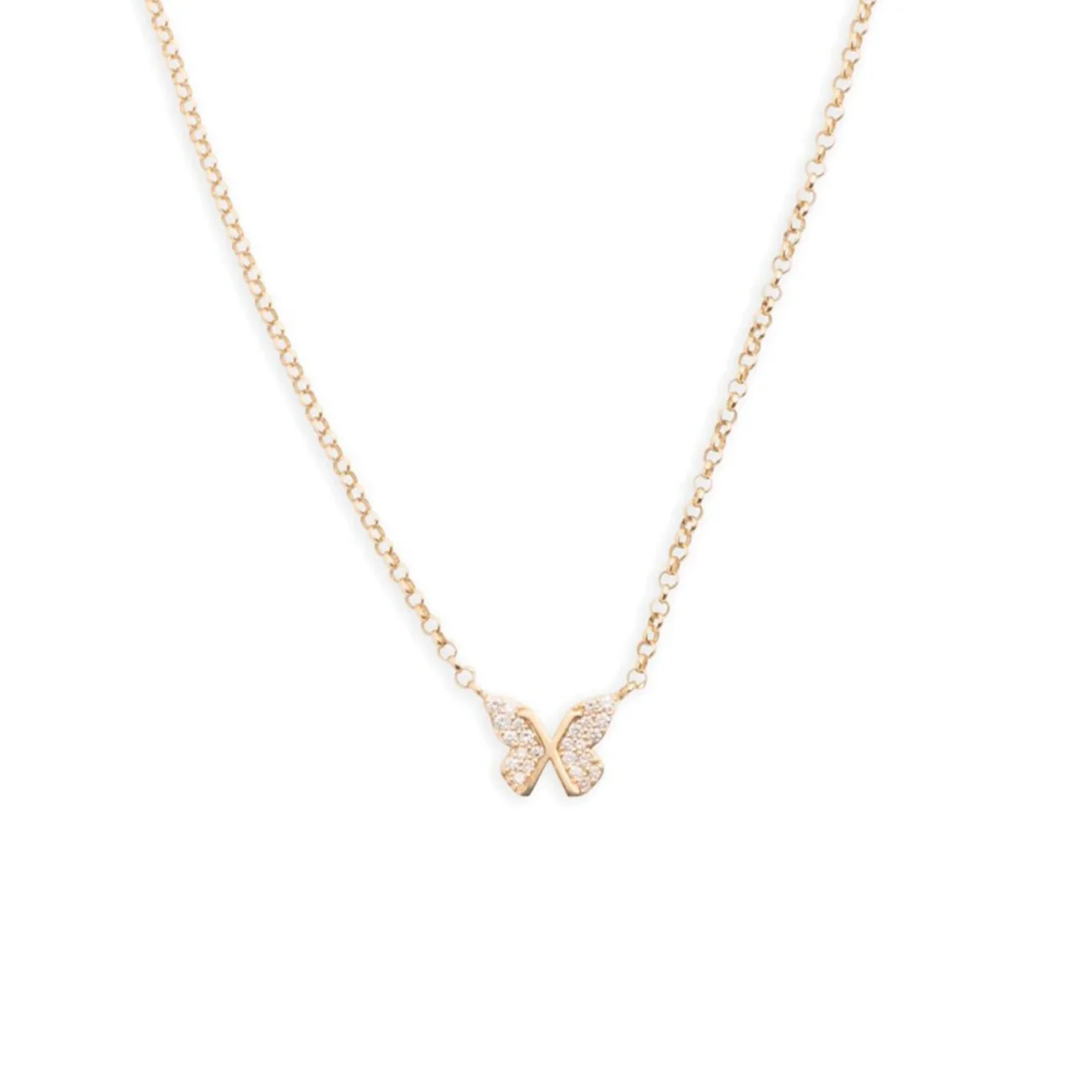 Reverie | Butterfly Small Necklace | Diamonds, Yellow Gold