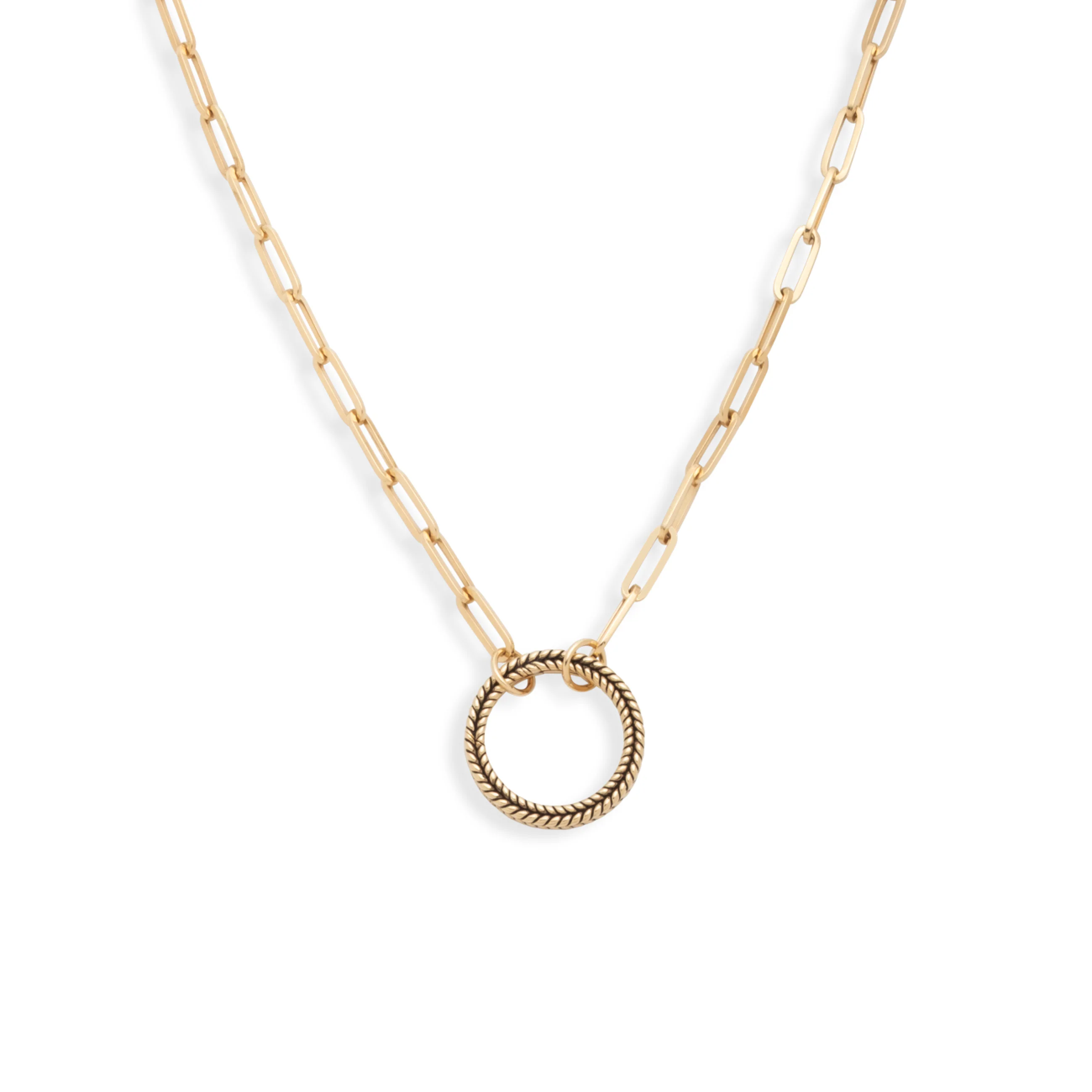 Clip | Medium Clip Open Chain with Braided Wheat Annex Link | Yellow Gold