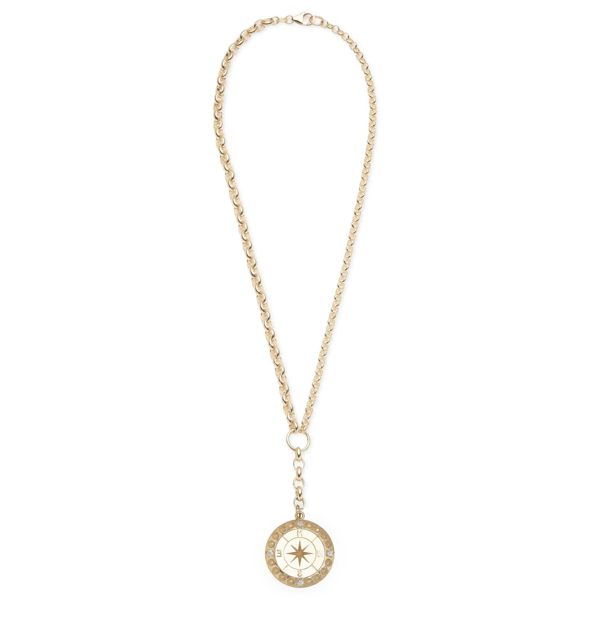 Internal Compass | Heavy Mixed Belcher Extension Necklace | Diamonds, Yellow Gold - Image 3