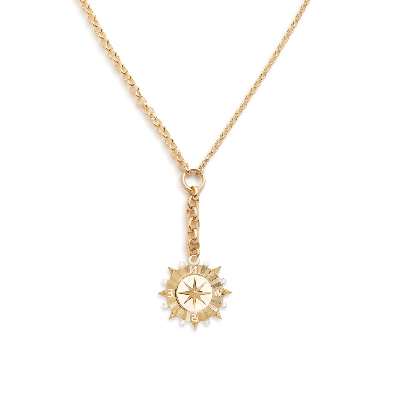 Internal Compass | Medium Mixed Belcher Extension Necklace | Diamonds, Yellow Gold