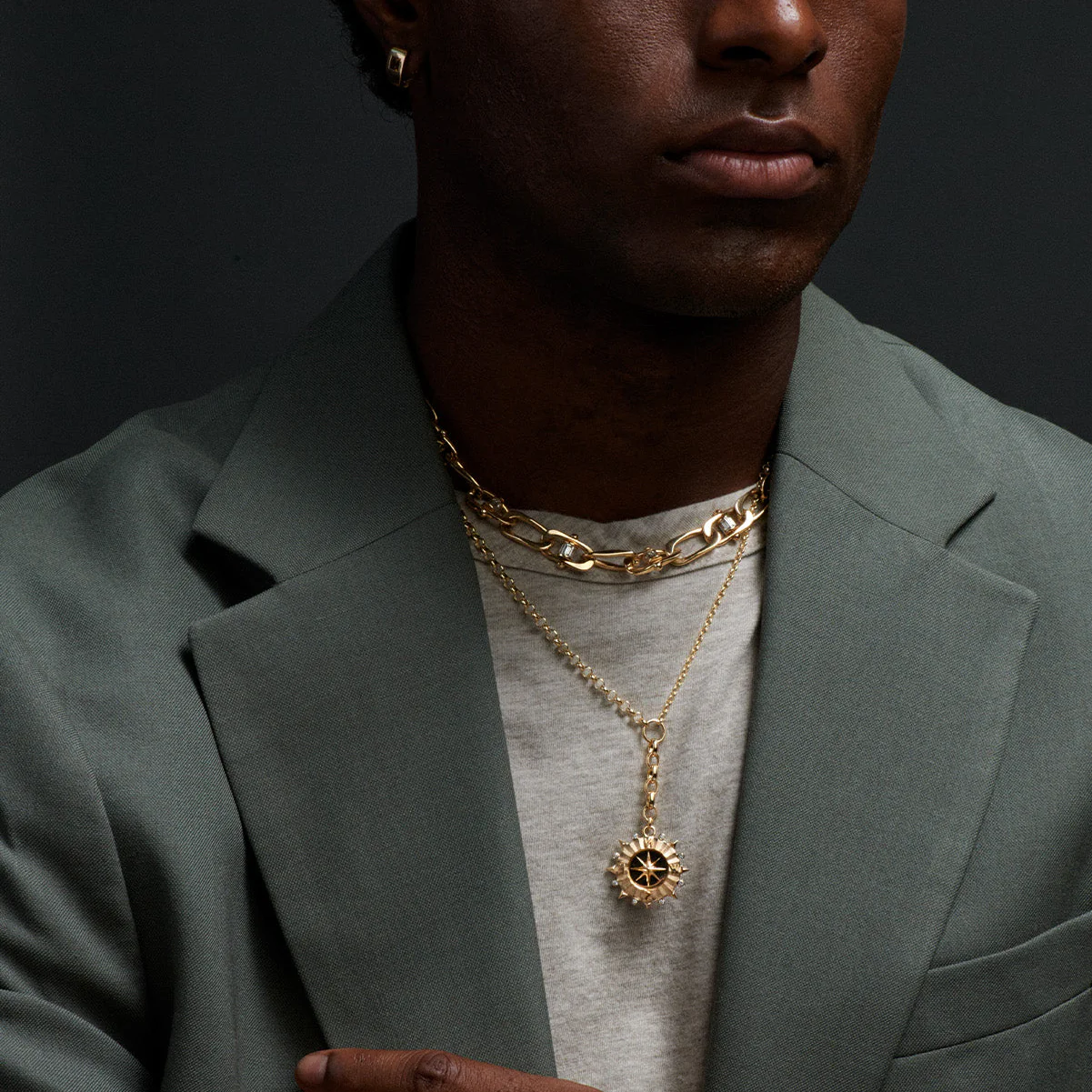 Internal Compass | Medium Mixed Belcher Extension Necklace | Diamonds, Yellow Gold - Image 2