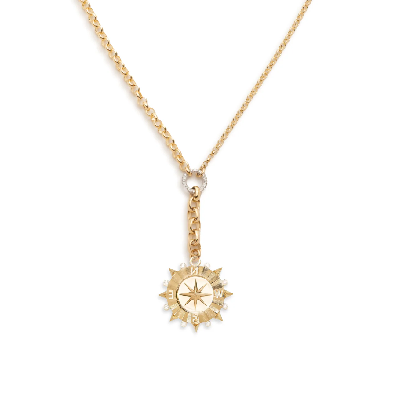 Internal Compass | Medium Mixed Belcher Extension Necklace | Diamonds, Yellow Gold - Image 3