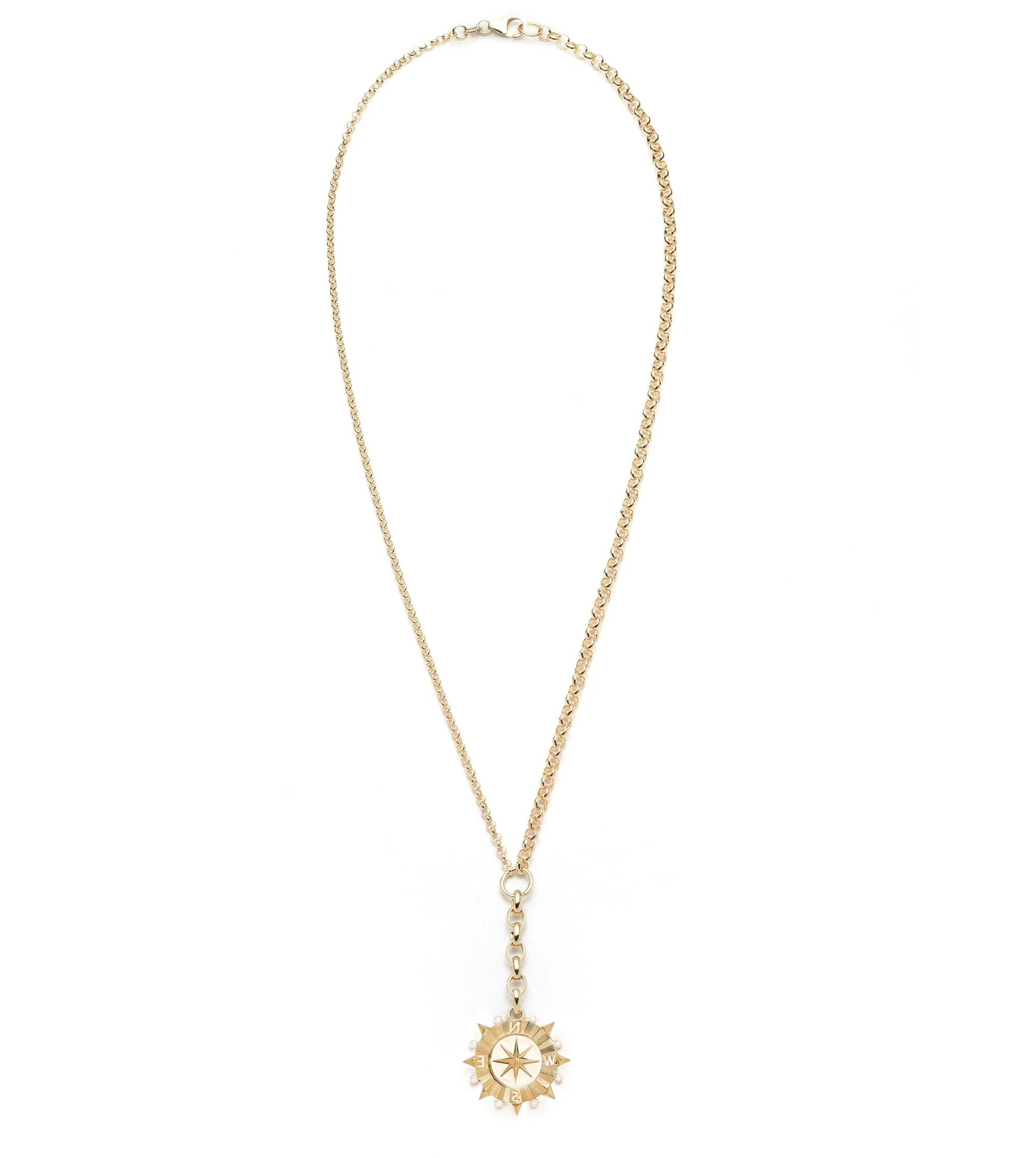 Internal Compass | Medium Mixed Belcher Extension Necklace | Diamonds, Yellow Gold - Image 4