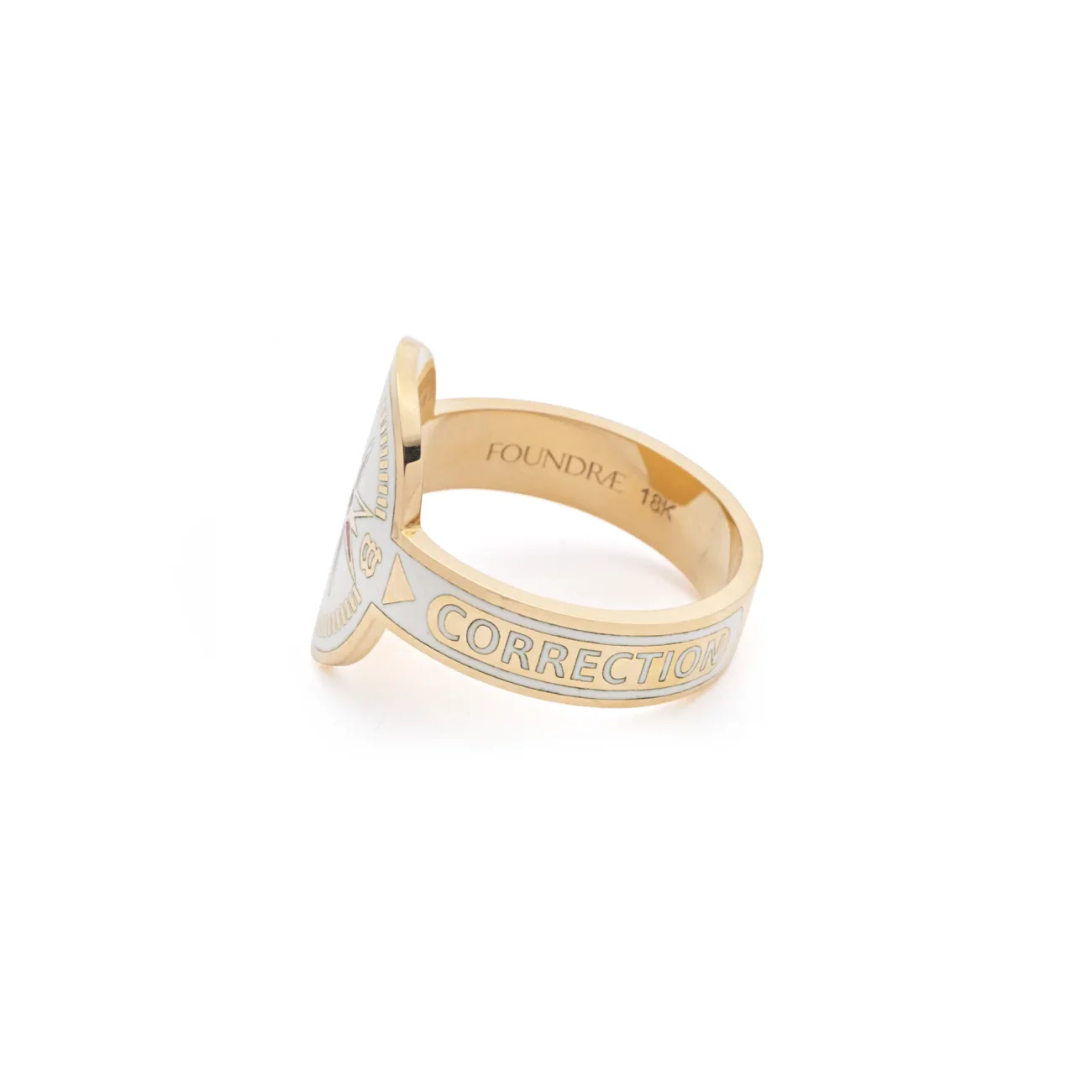 Internal Compass | Cigar Band | Cream Ceramic, Diamond, Yellow Gold - Image 4