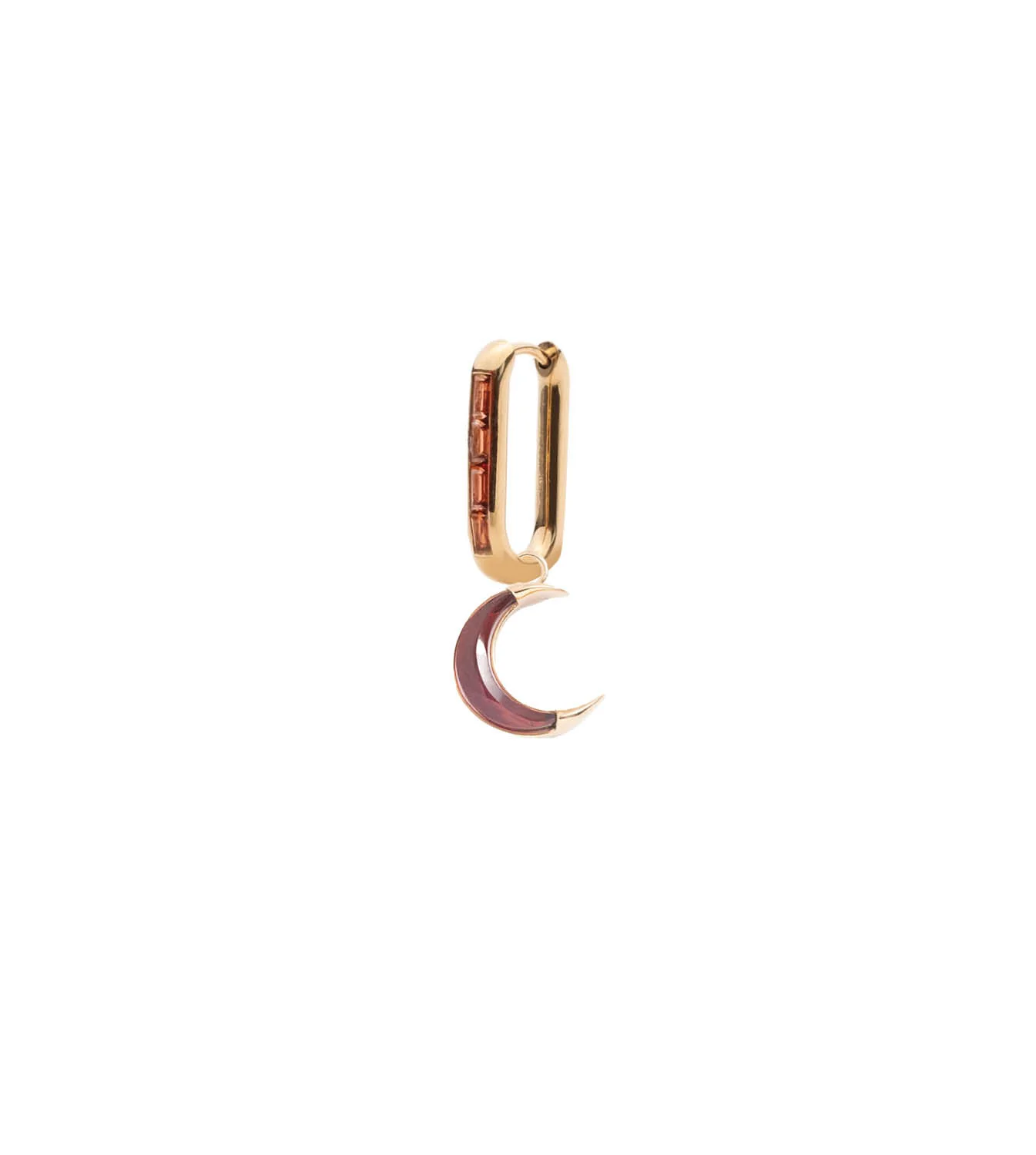 Infinite Gratitude | Gemstone Crescent Baguette Fob Earring | Diamonds, Yellow Gold - Image 4