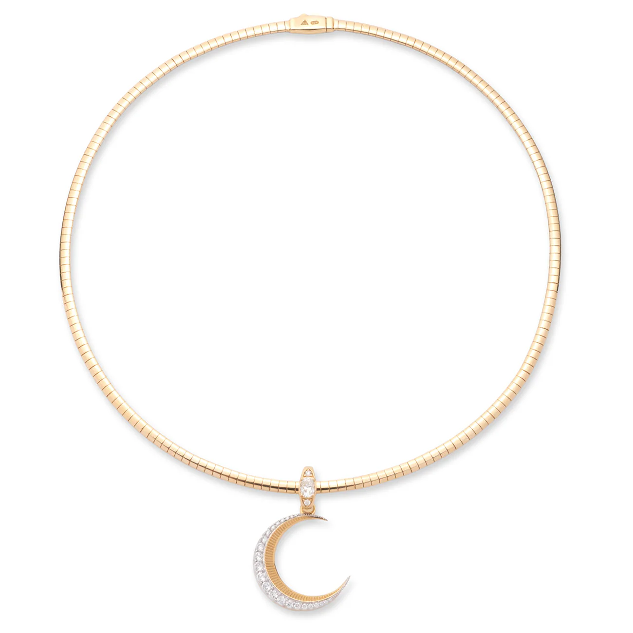 Infinite Gratitude | Crescent Small Sleek Collar Necklace | Diamonds, Yellow Gold - Image 3
