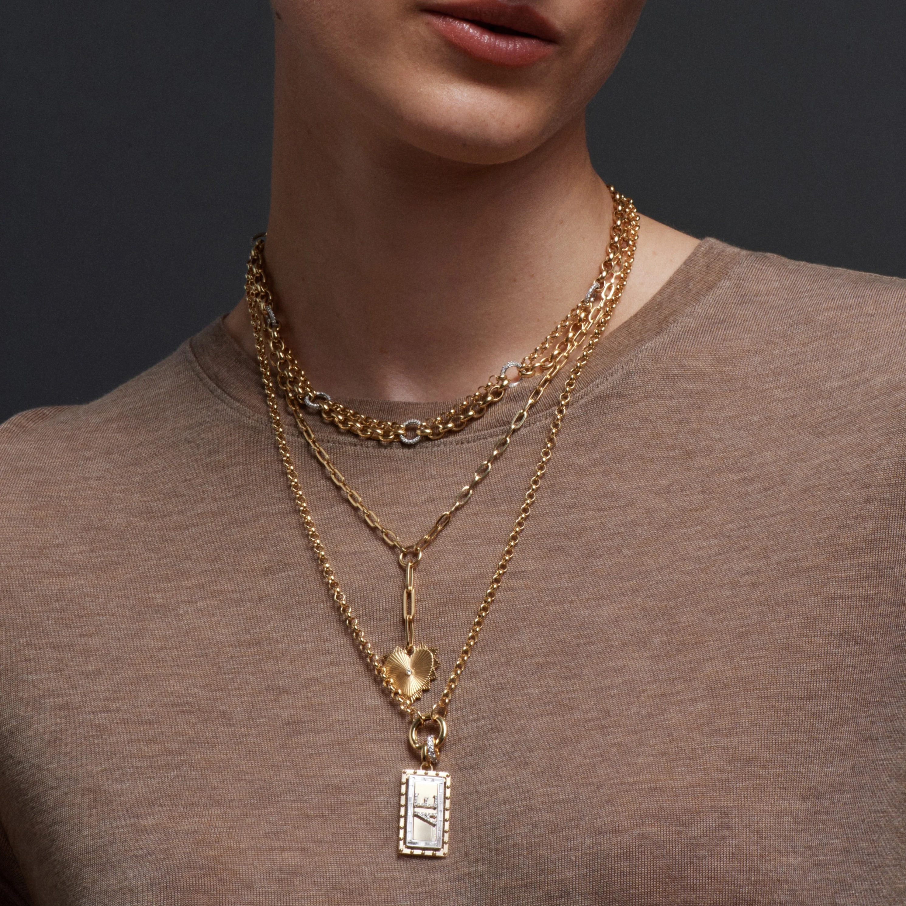 Personalized - True Love | Custom Lovestruck Pierced Medium Pendant | Diamonds, Yellow Gold - Image 2