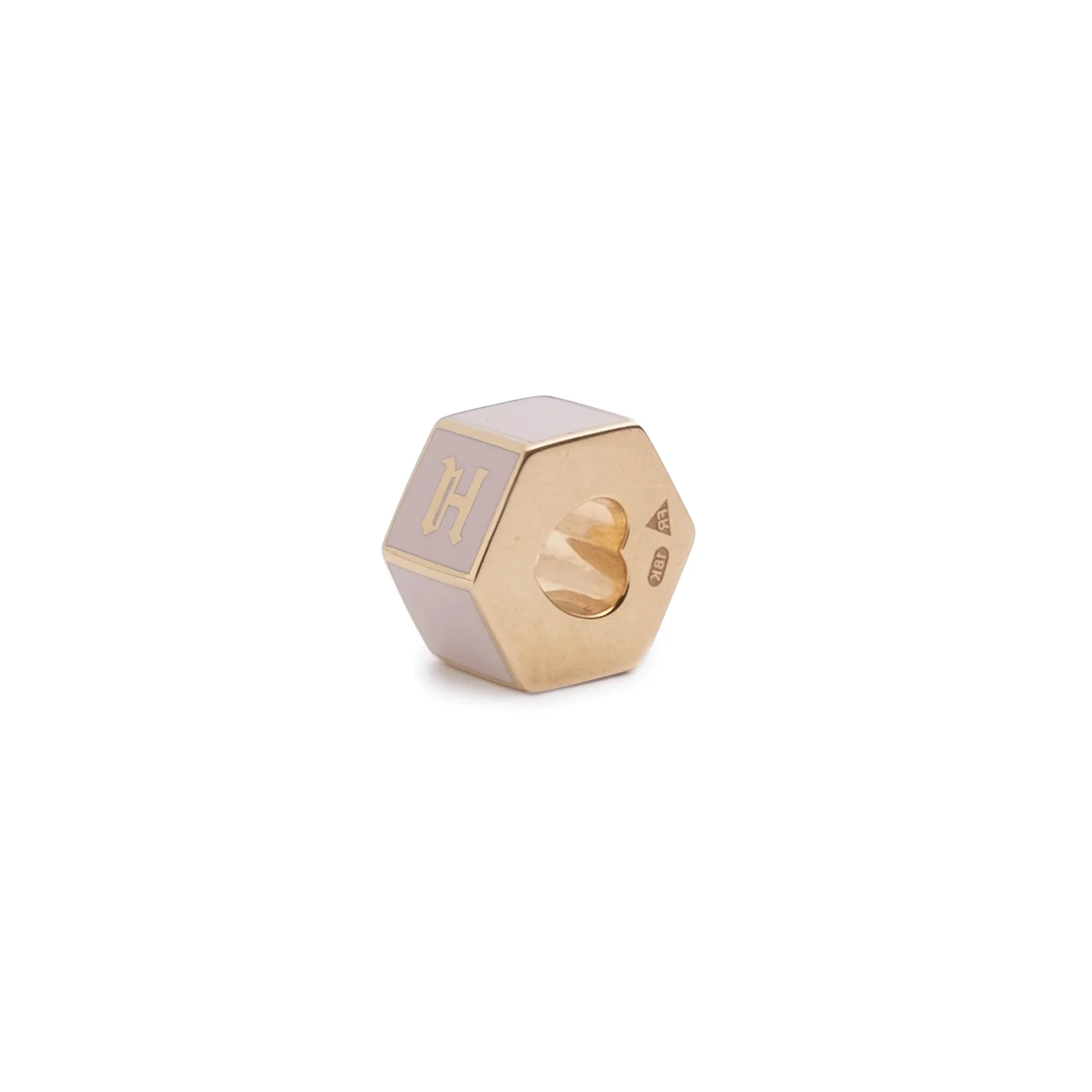 Personalized | Custom Faceted Medium Heart Beat | Blush Ceramic, Yellow Gold