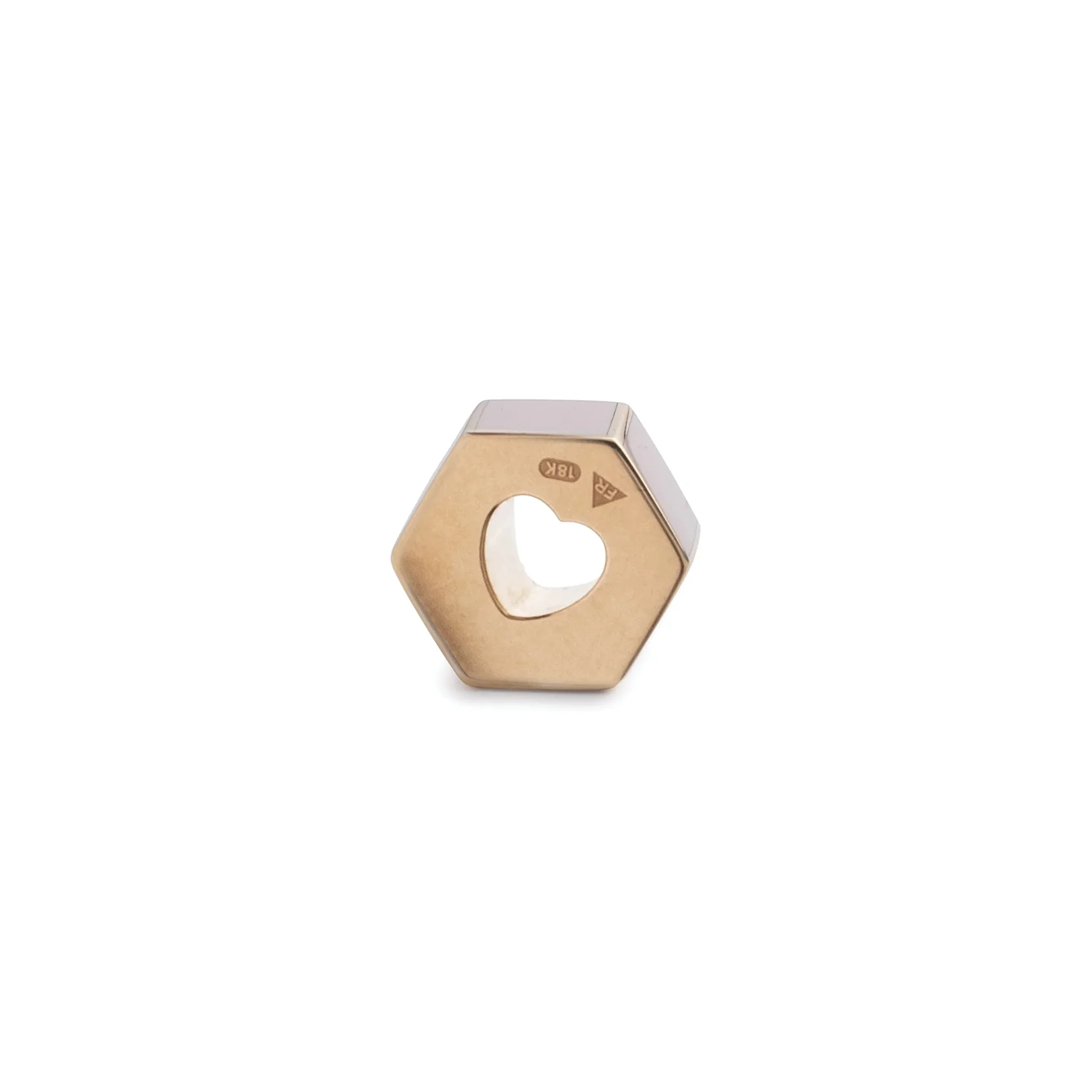 Personalized | Custom Faceted Medium Heart Beat | Blush Ceramic, Yellow Gold - Image 3