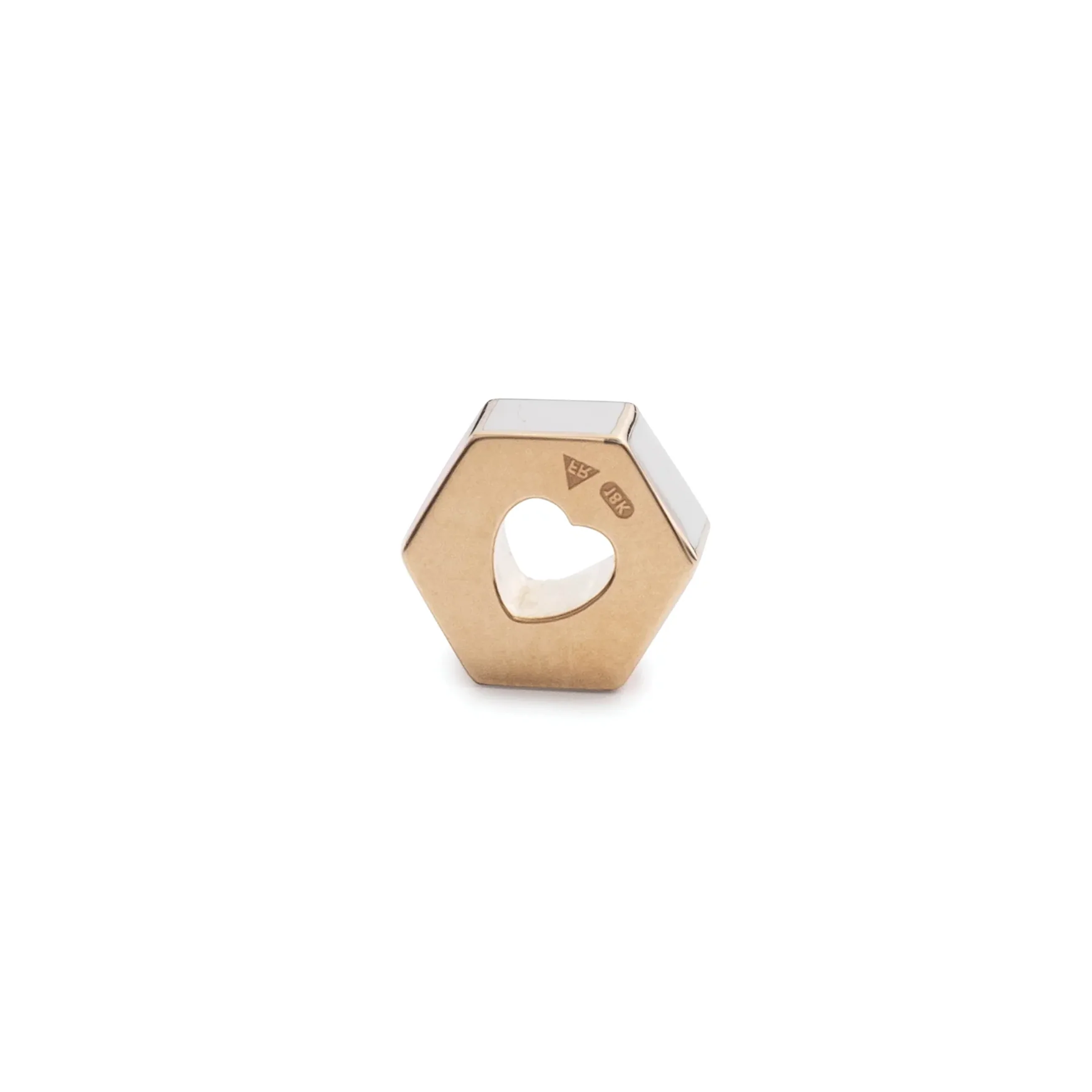 Personalized | Custom Faceted Medium Heart Beat | Cream Ceramic, Yellow Gold - Image 3