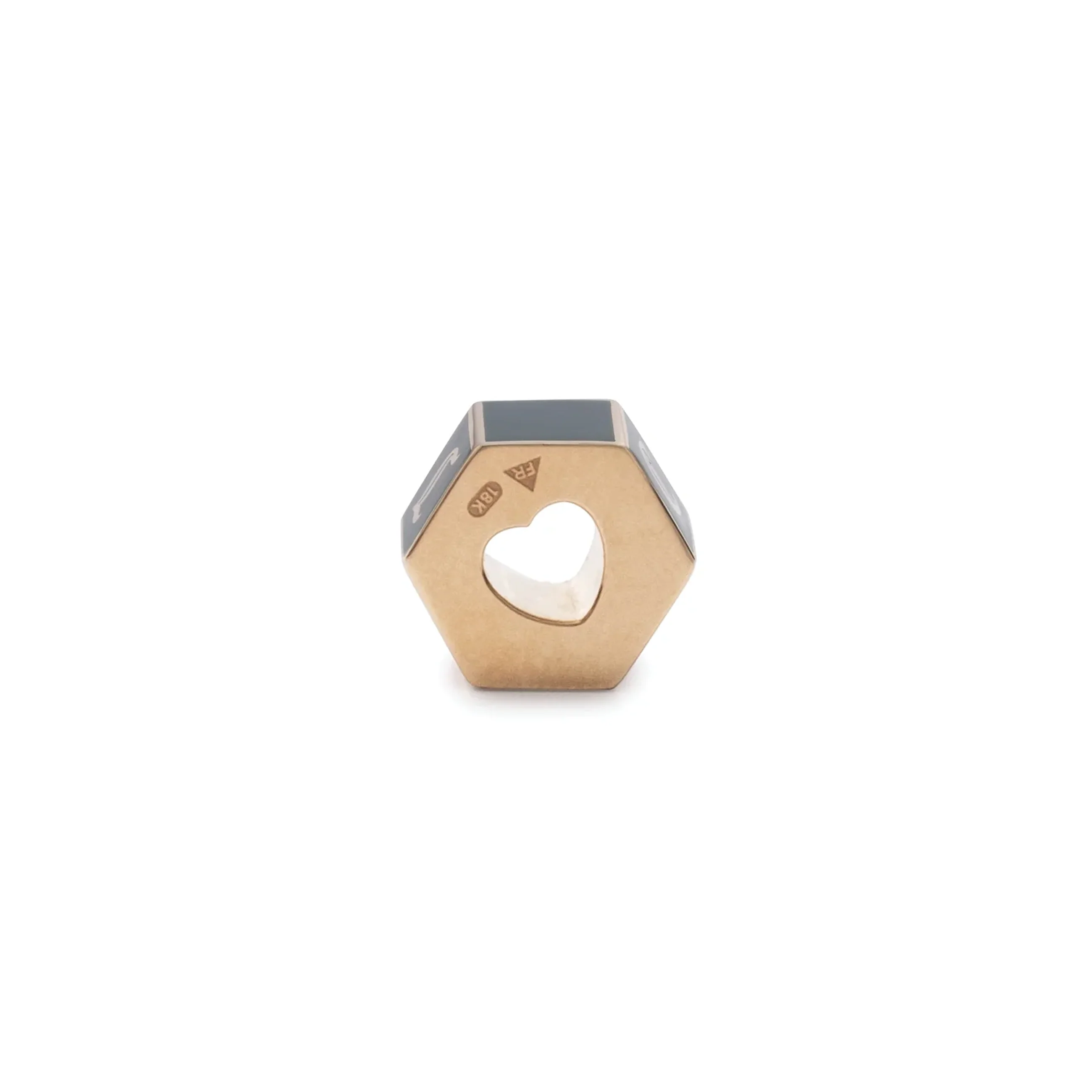 Personalized | Custom Faceted Medium Heart Beat | Olive Ceramic, Yellow Gold - Image 3