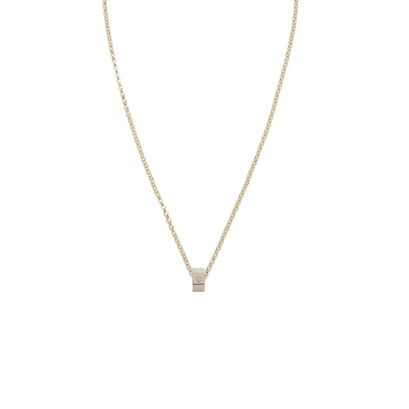 Personalized - True Love | Custom Medium Ceramic Faceted Heart Beat Fine Clip Necklace | Cream Ceramic, Yellow Gold