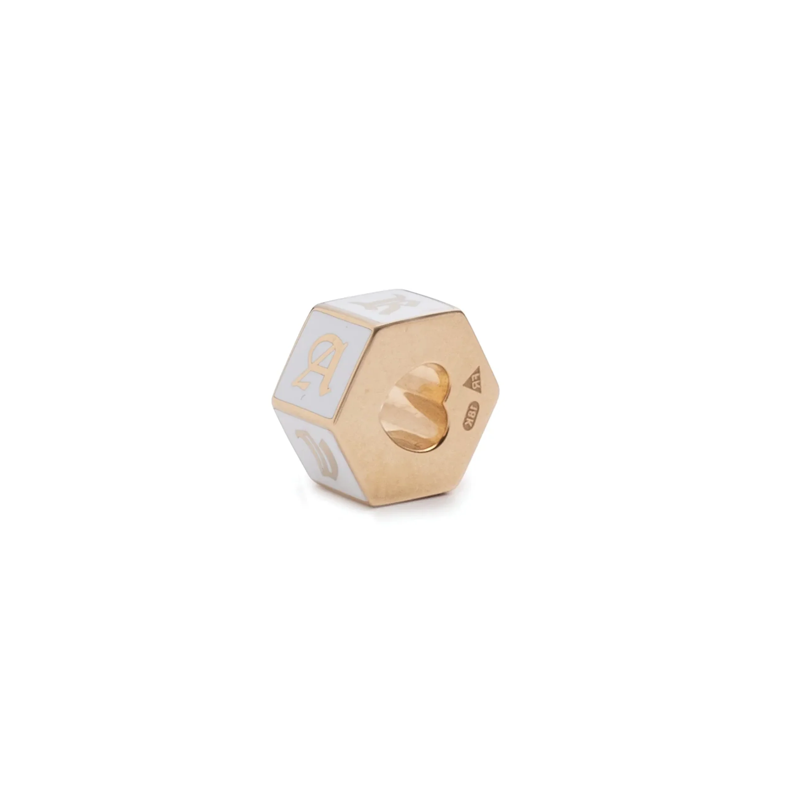 Personalized | Custom Faceted Medium Heart Beat | White Ceramic, Yellow Gold