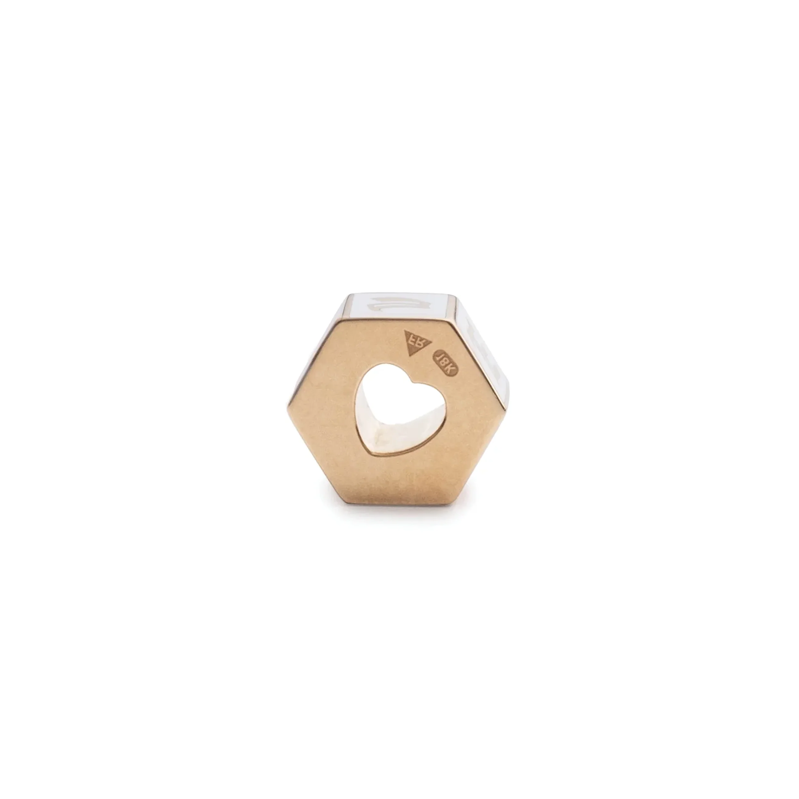 Personalized | Custom Faceted Medium Heart Beat | White Ceramic, Yellow Gold - Image 3