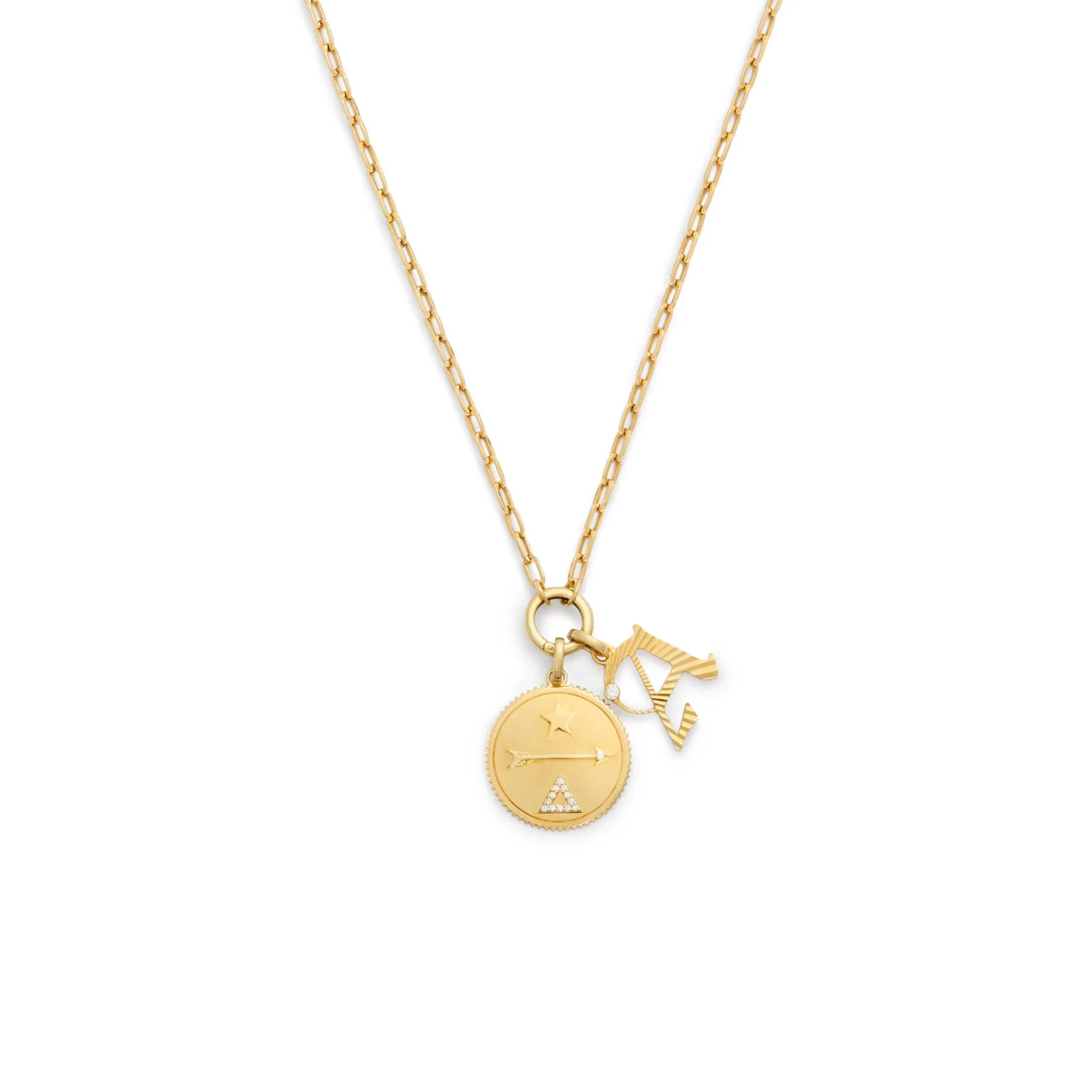 Personalized - Dream | Initial Small Clip Open Chain | Diamonds, Yellow Gold