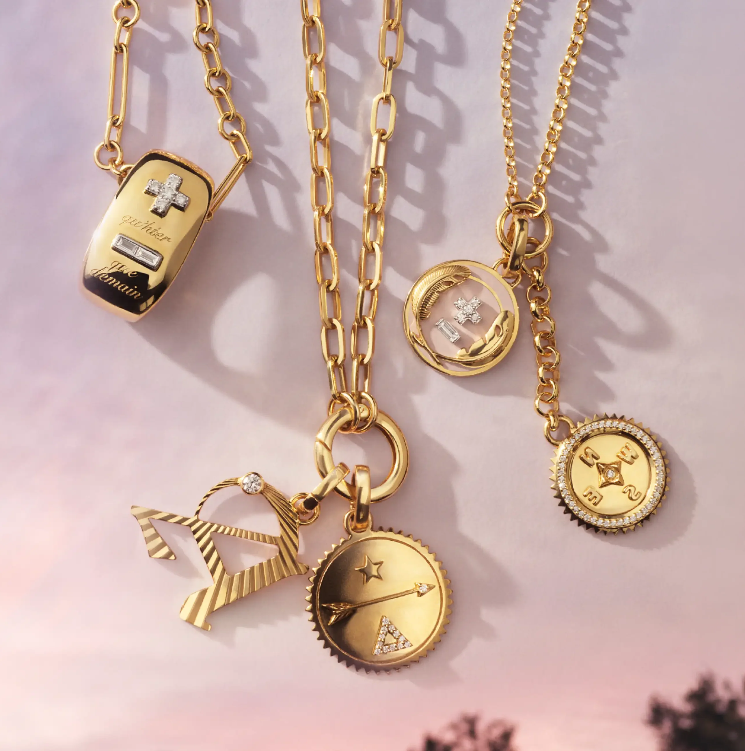 Personalized - Dream | Initial Small Clip Open Chain | Diamonds, Yellow Gold - Image 2