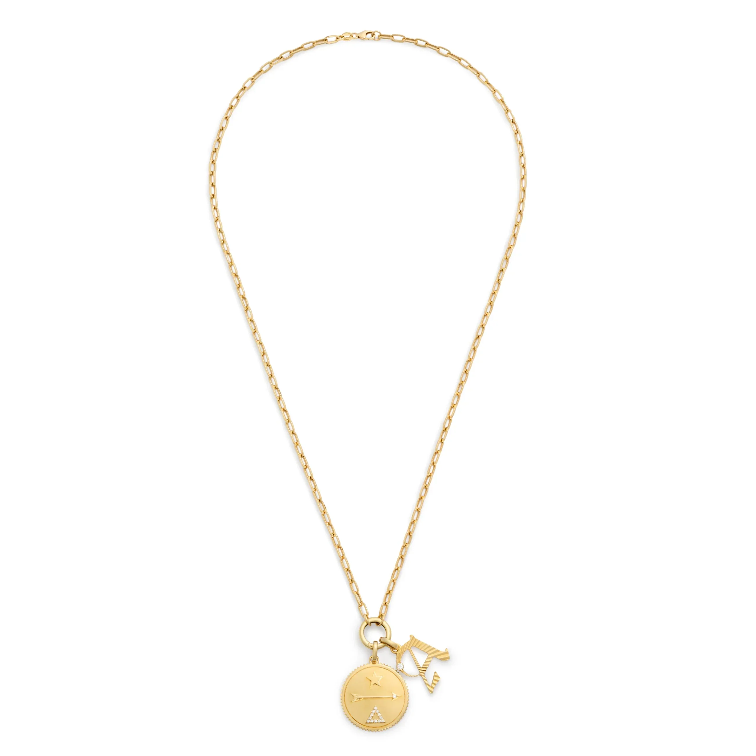 Personalized - Dream | Initial Small Clip Open Chain | Diamonds, Yellow Gold - Image 3