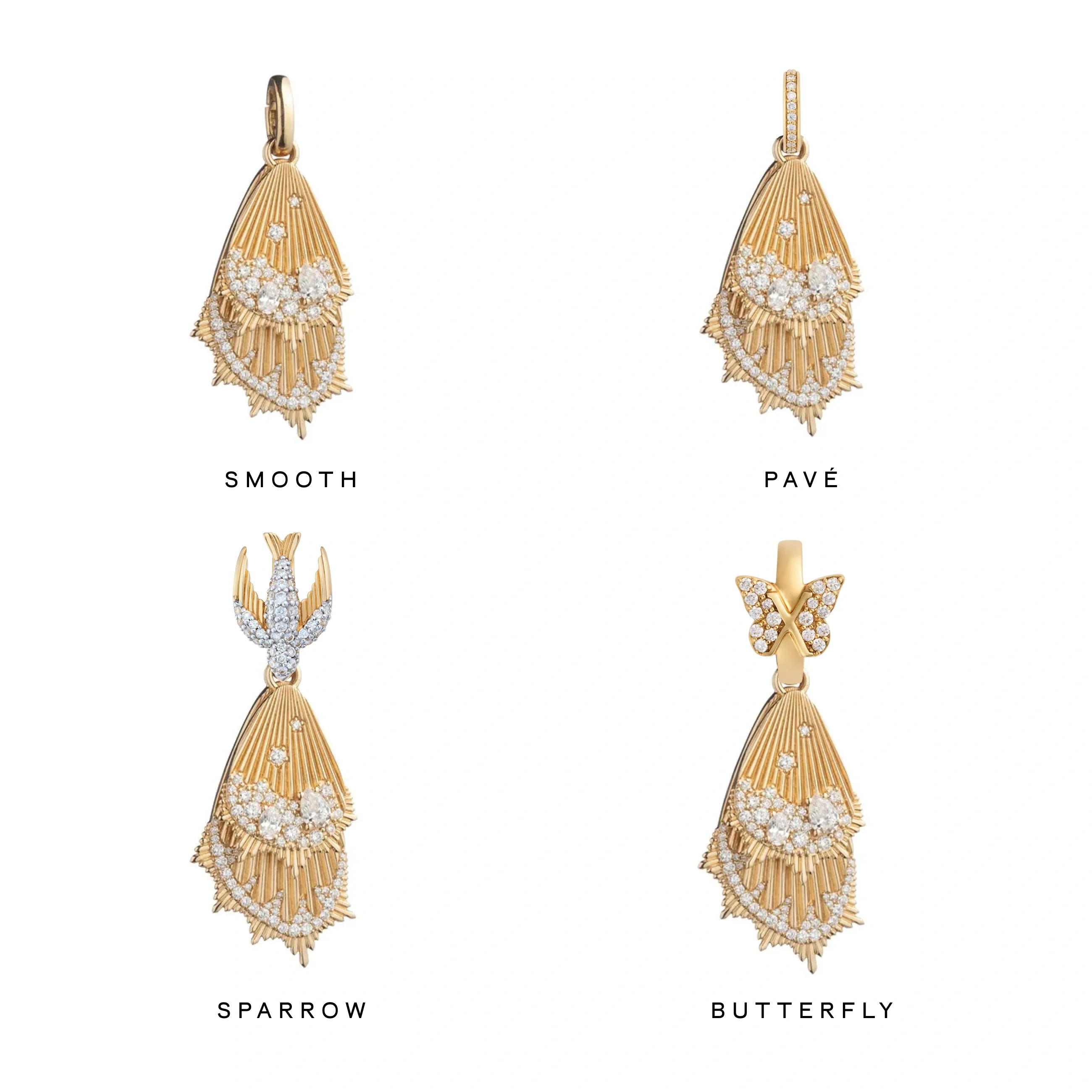 Reverie | Encrusted Butterfly Wings Large Pendant | Diamonds, Yellow Gold - Image 3