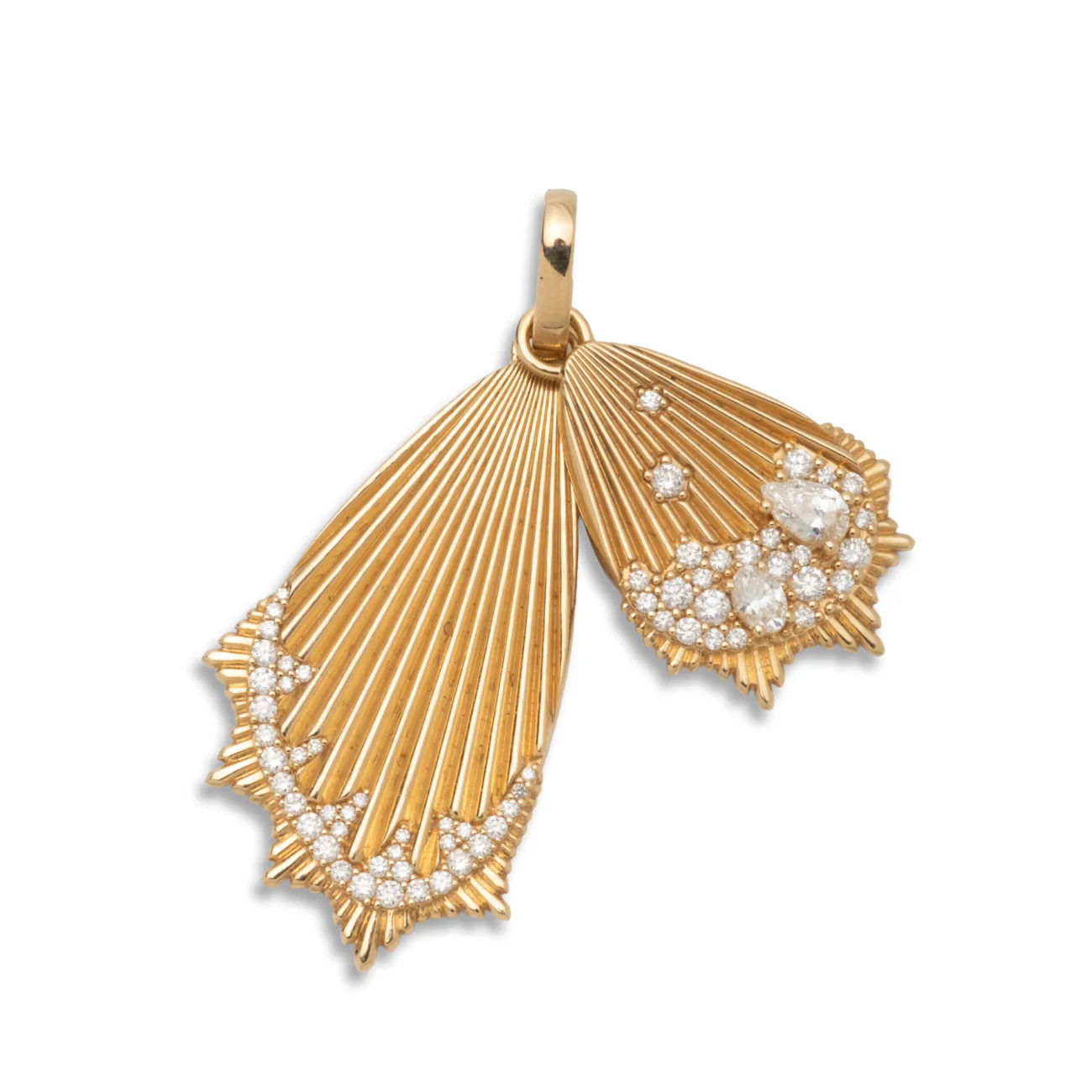 Reverie | Encrusted Butterfly Wings Large Pendant | Diamonds, Yellow Gold - Image 4