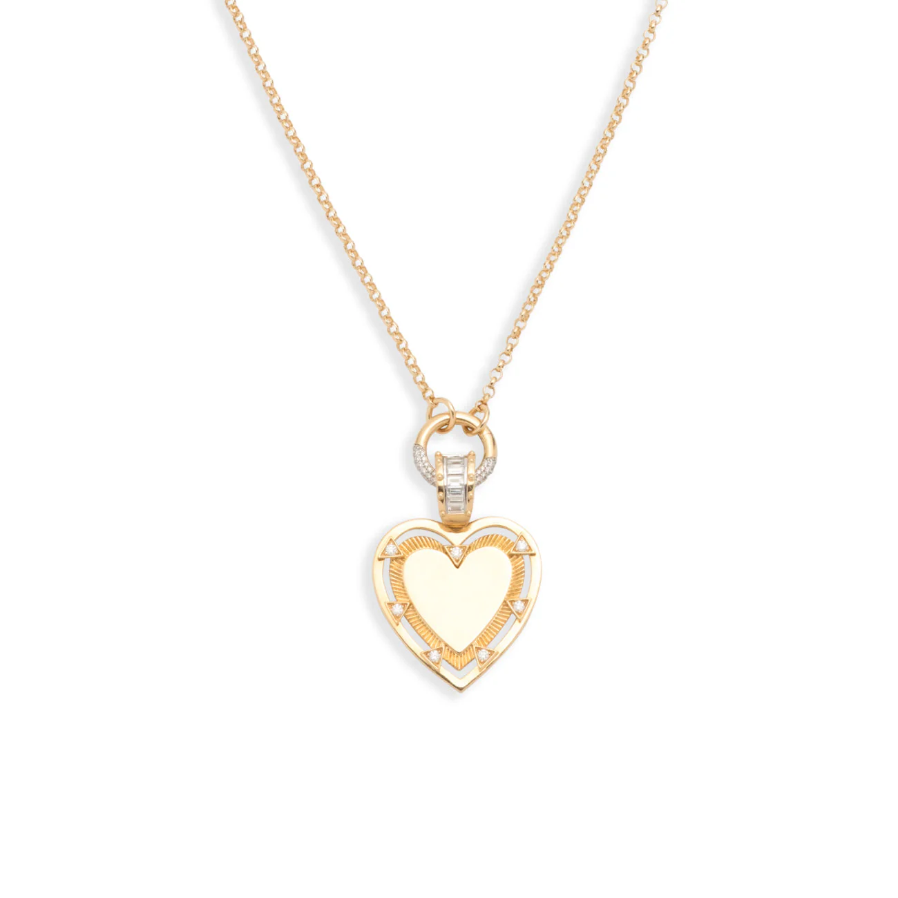 Personalized - True Love | Engravable Heart Small Belcher Open Necklace | Diamonds, Yellow Gold