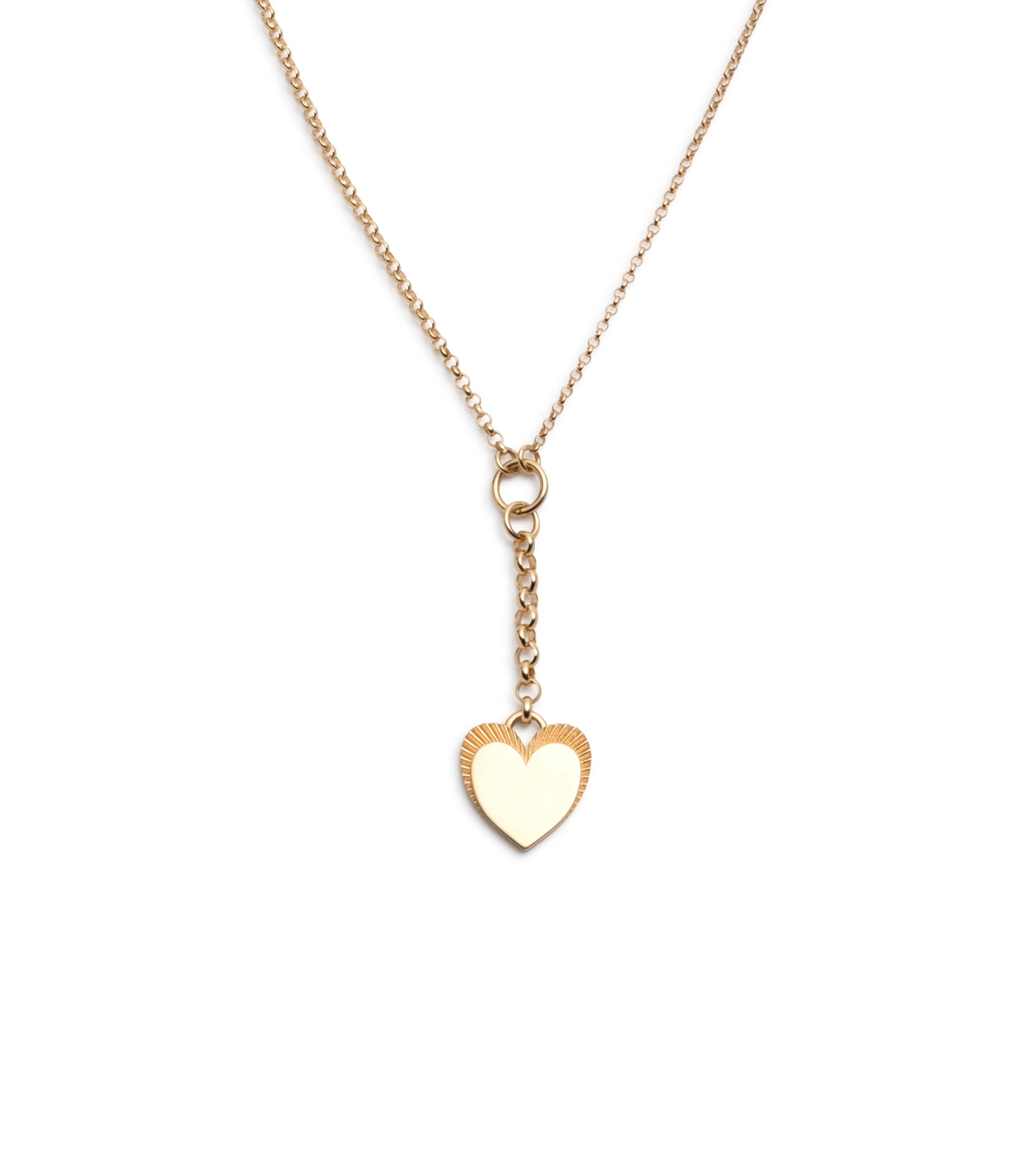 Personalized - True Love | Engravable Heart Small Mixed Belcher Extension Necklace | Yellow Gold