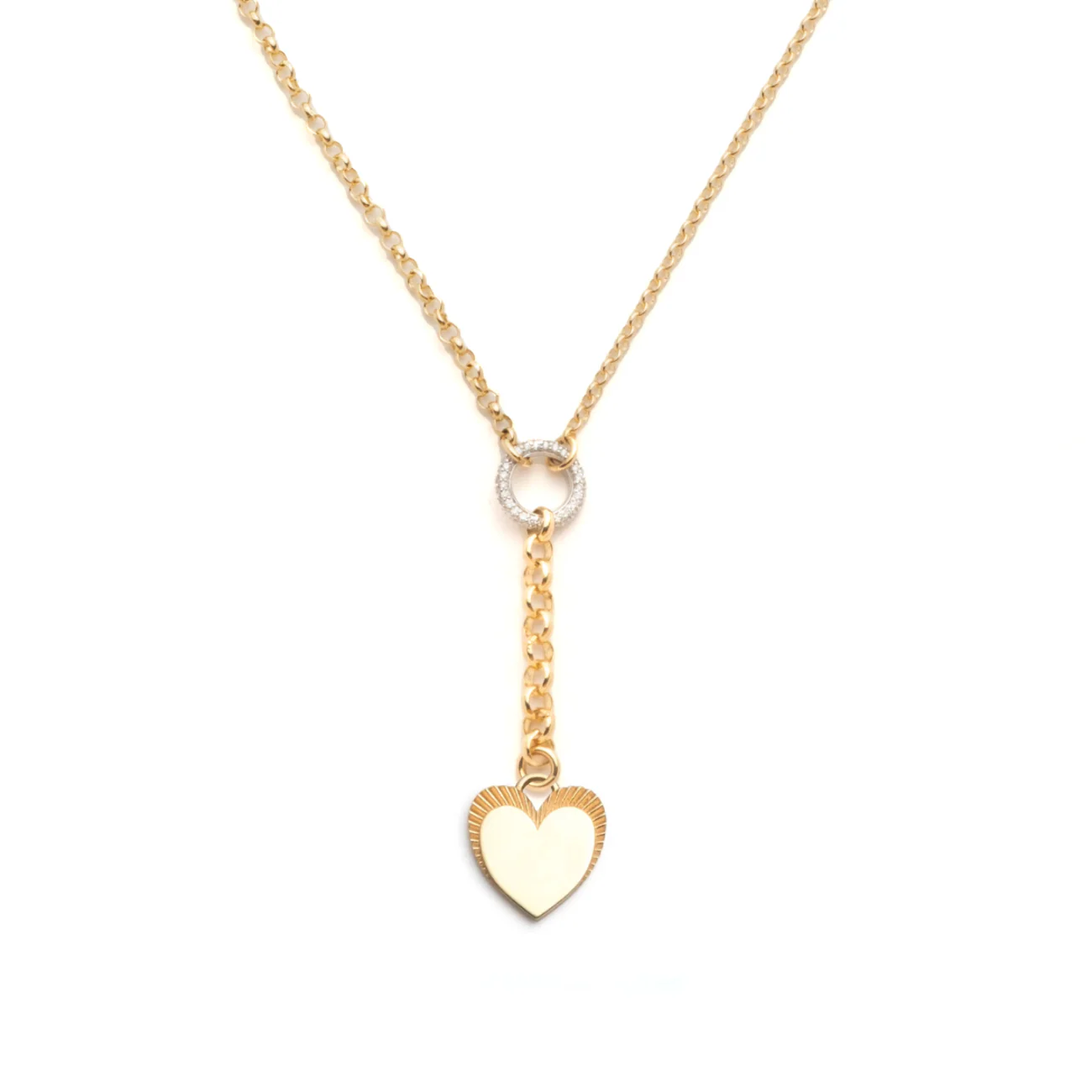 Personalized - True Love | Engravable Heart Small Mixed Belcher Extension Necklace | Yellow Gold - Image 3