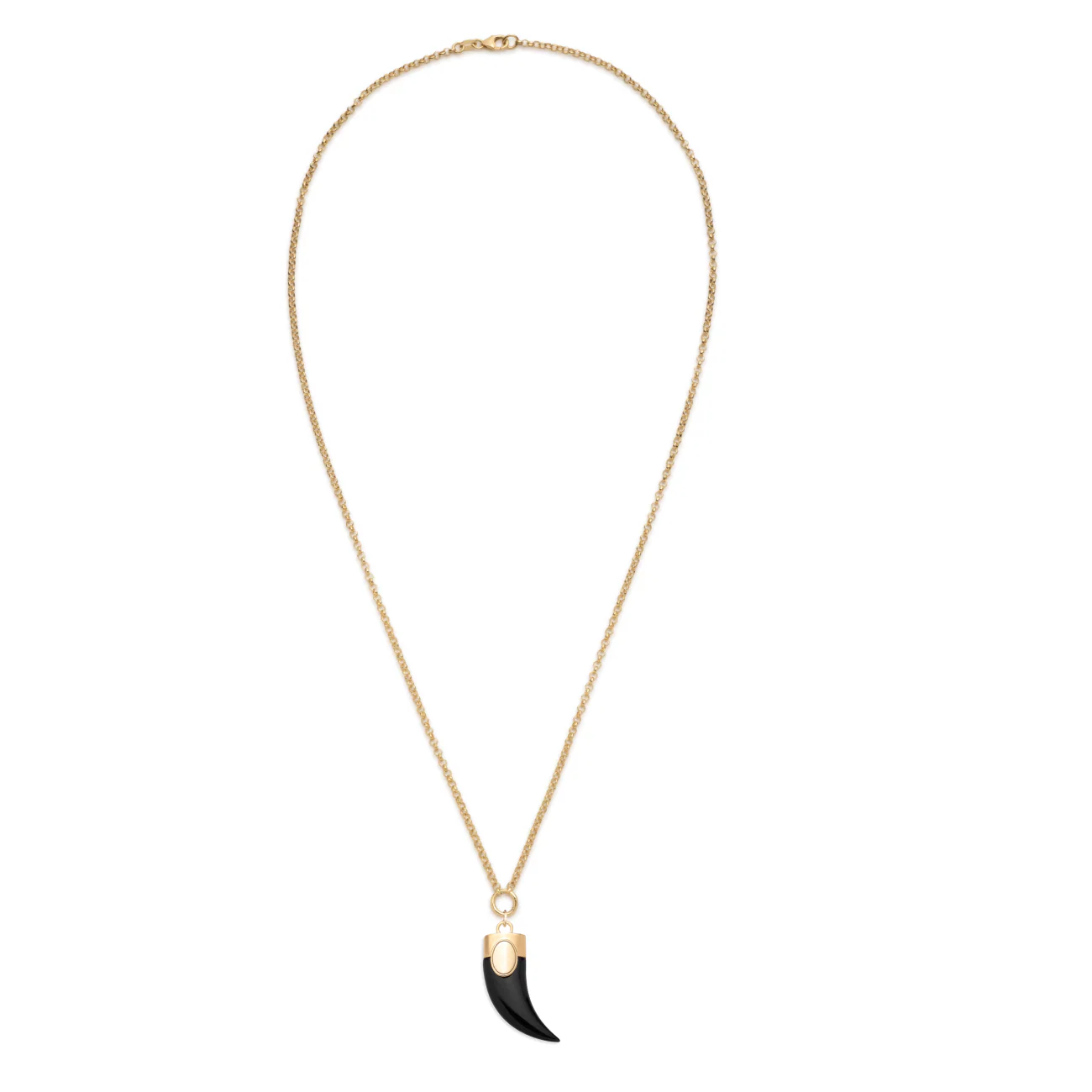 Personalized - Protection | Engravable La Loba Claw Small Belcher Necklace | Onyx, Yellow Gold - Image 3