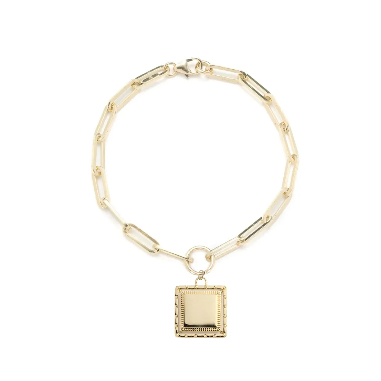 True Love - Personalized | Engravable Lovestruck Pierced Medium Clip Bracelet | Yellow Gold