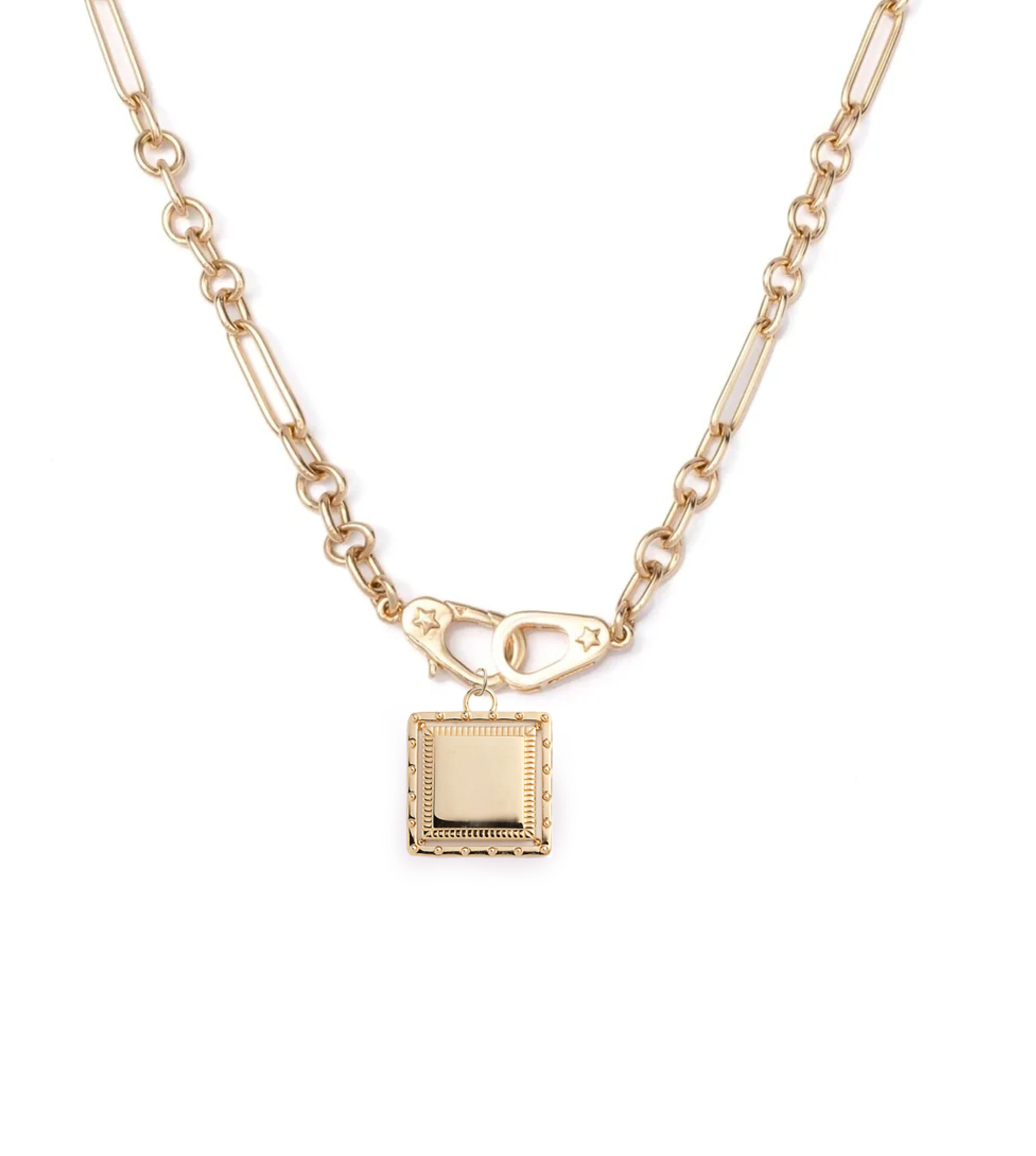 Personalized - True Love | Engravable Lovestruck Pierced Small Mixed Clip Necklace with Sister Hooks | Yellow Gold