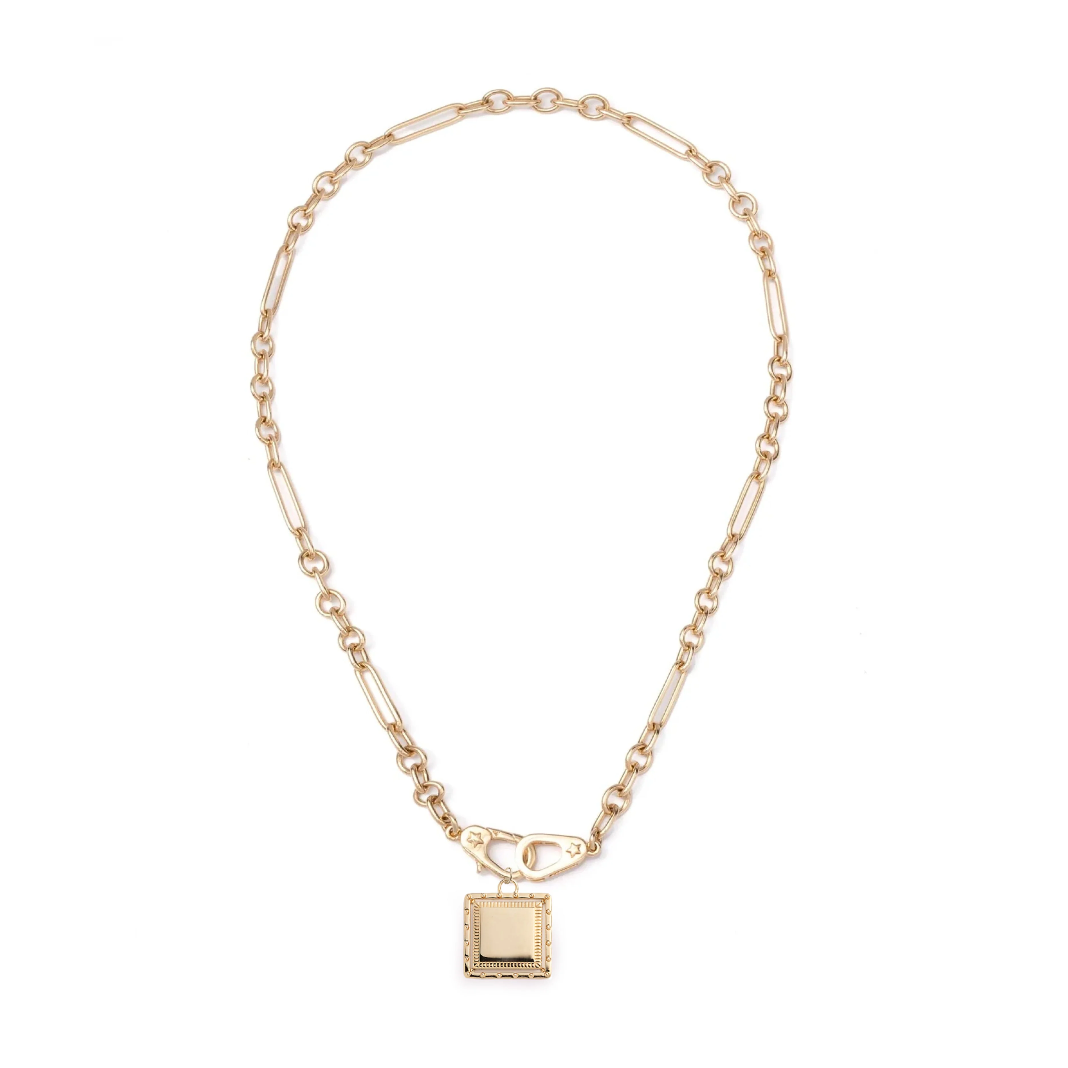 Personalized - True Love | Engravable Lovestruck Pierced Small Mixed Clip Necklace with Sister Hooks | Yellow Gold - Image 2