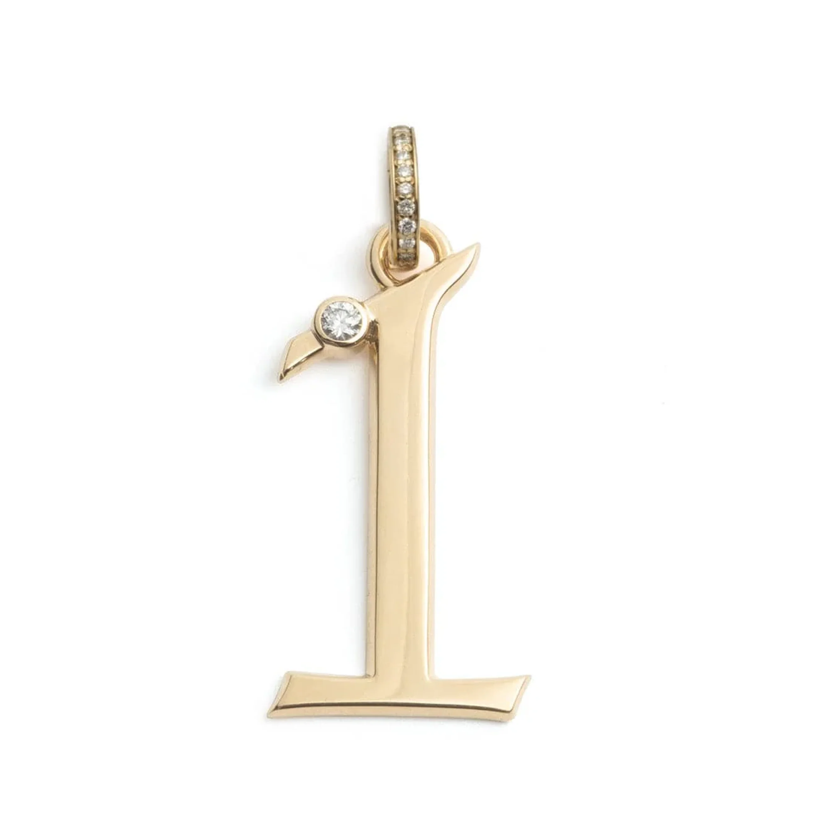 Personalized - Foundation | Engravable Number '1' Oversized Pendant | Diamond, Yellow Gold