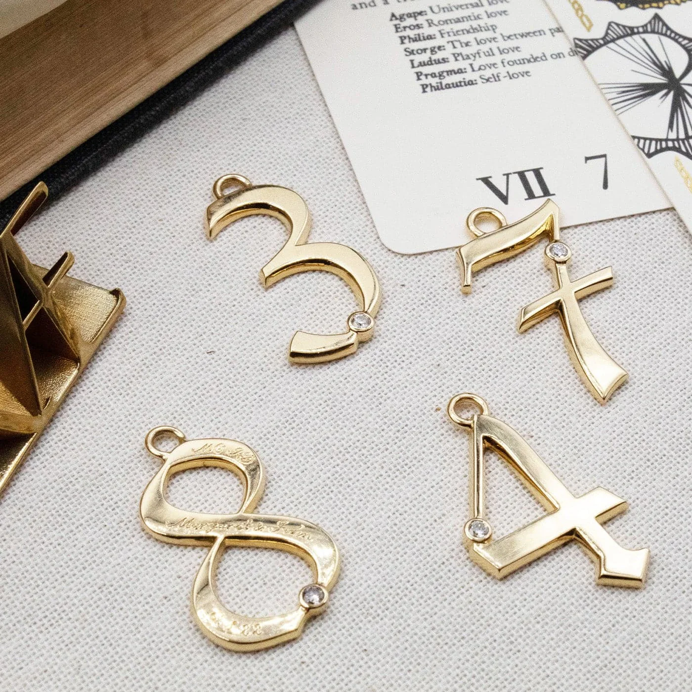 Personalized - Foundation | Engravable Number '3' Oversized Pendant | Diamond, Yellow Gold - Image 3