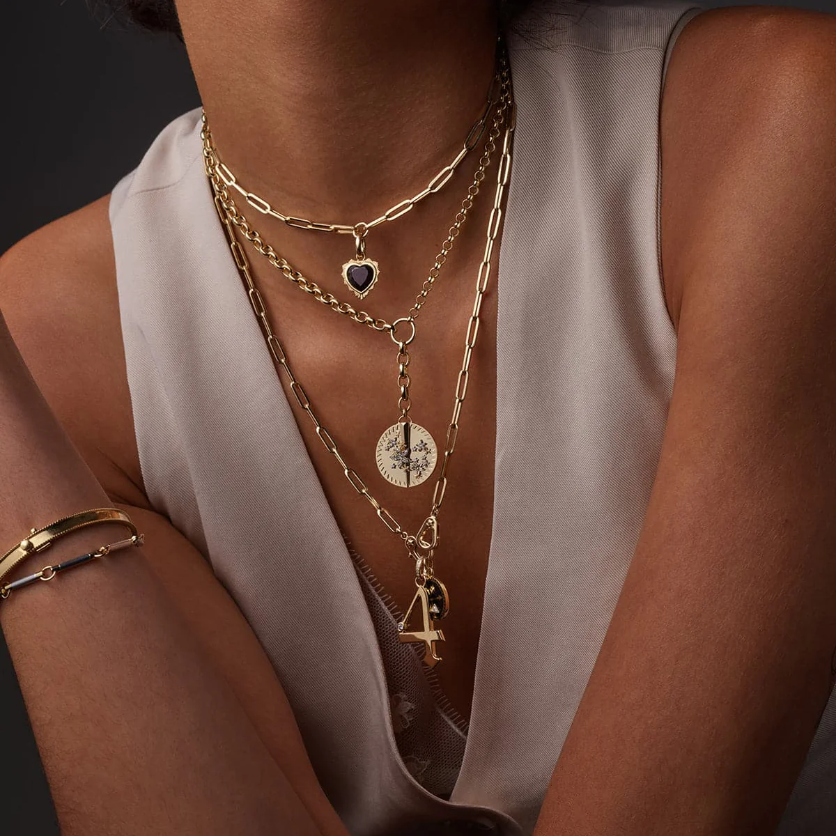 Personalized - Foundation | Engravable Number '4' Oversized Pendant | Diamond, Yellow Gold - Image 2
