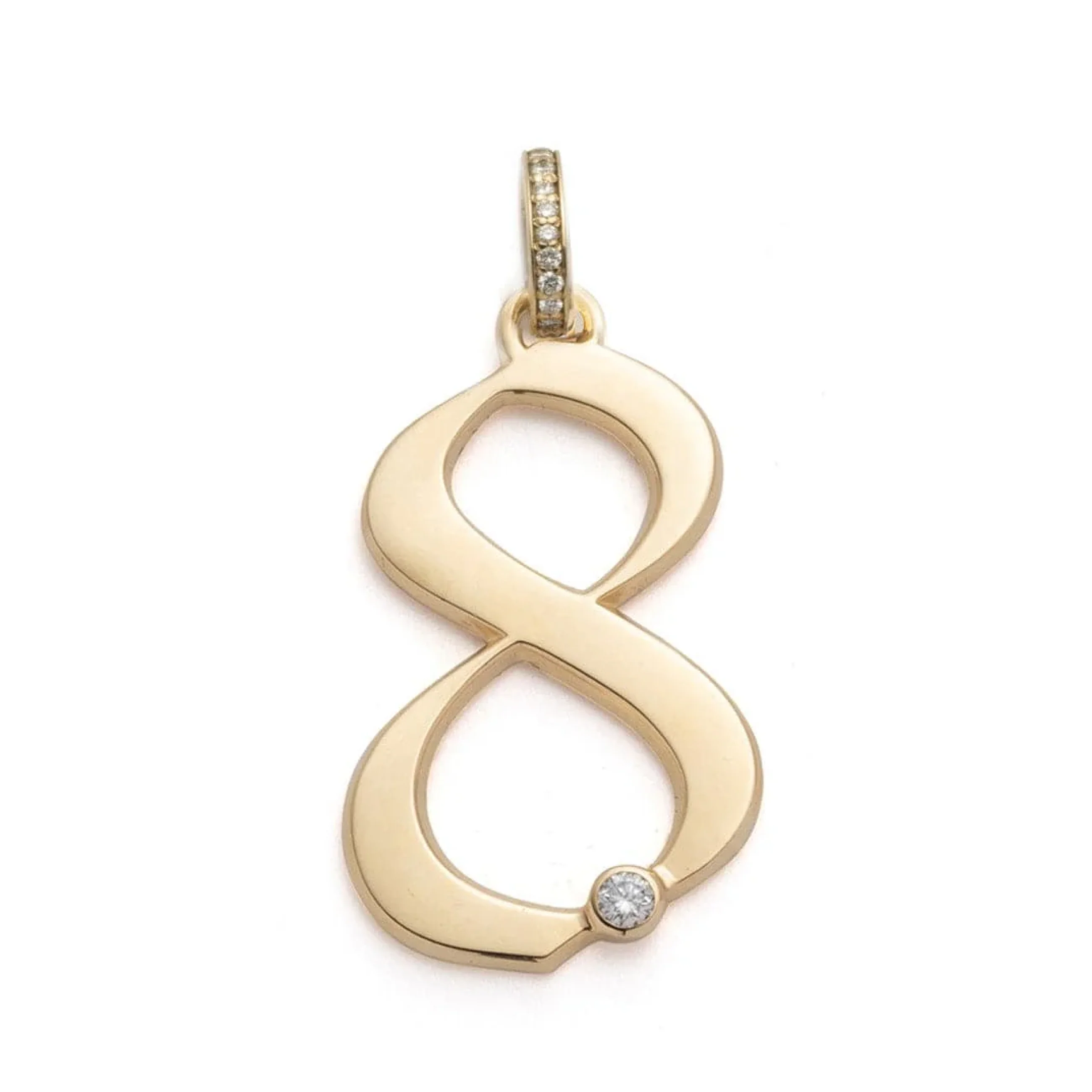 Personalized - Foundation | Engravable Number '8' Oversized Pendant | Diamond, Yellow Gold