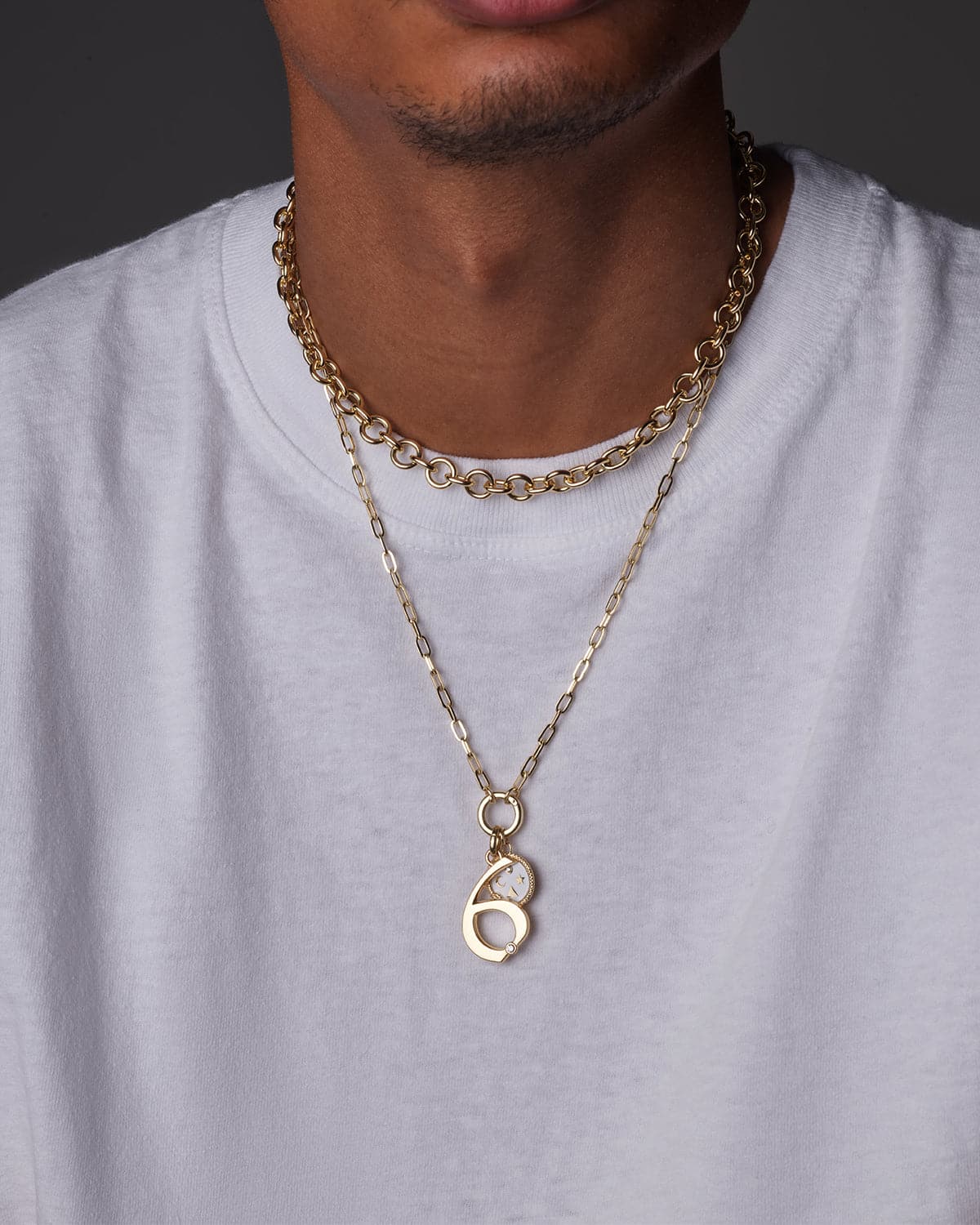 Personalized - Foundation | Engravable Number '8' Oversized Pendant | Diamond, Yellow Gold - Image 2