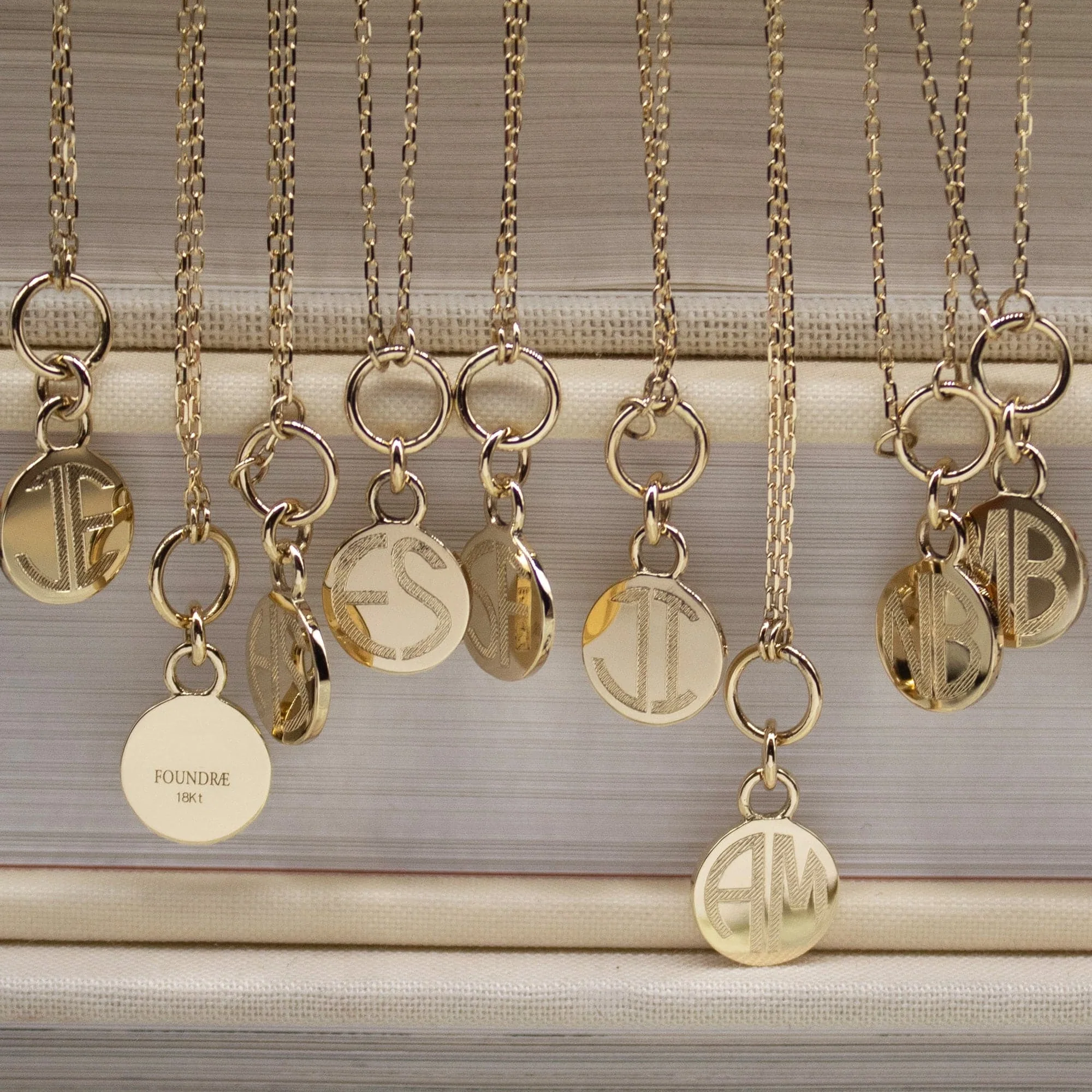 Personalized | Engravable Disk Thread Necklace | Yellow Gold - Image 4