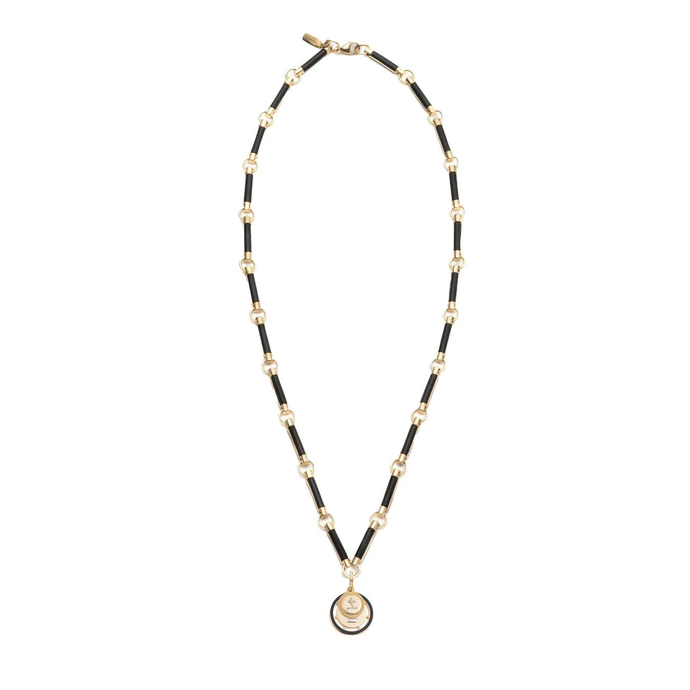 Vivacity | Ceramic Ever Growing Love Couplet Element Necklace | Black Ceramic, Onyx, Yellow Gold - Image 2