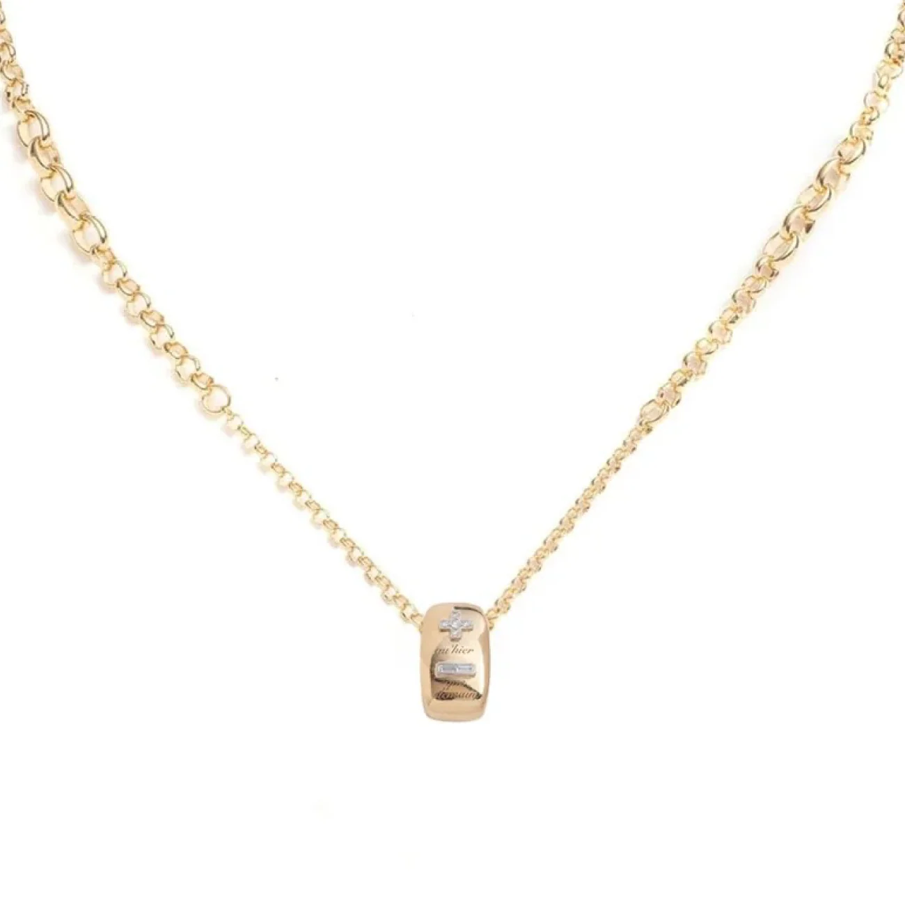 Vivacity | Ever Growing Love Heart Slide Small Graduating Belcher Necklace | Diamonds, Yellow Gold